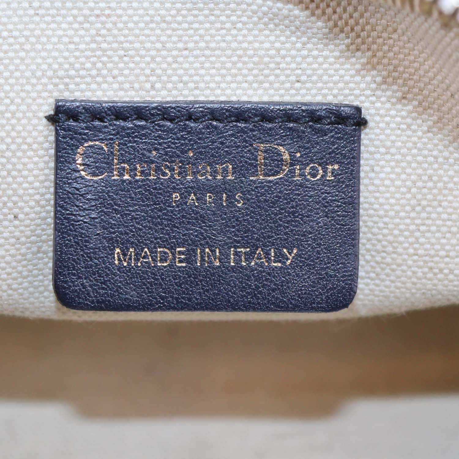 Christian Dior White/Navy Blue Leather Micro Dior Vibe Bowling Bag