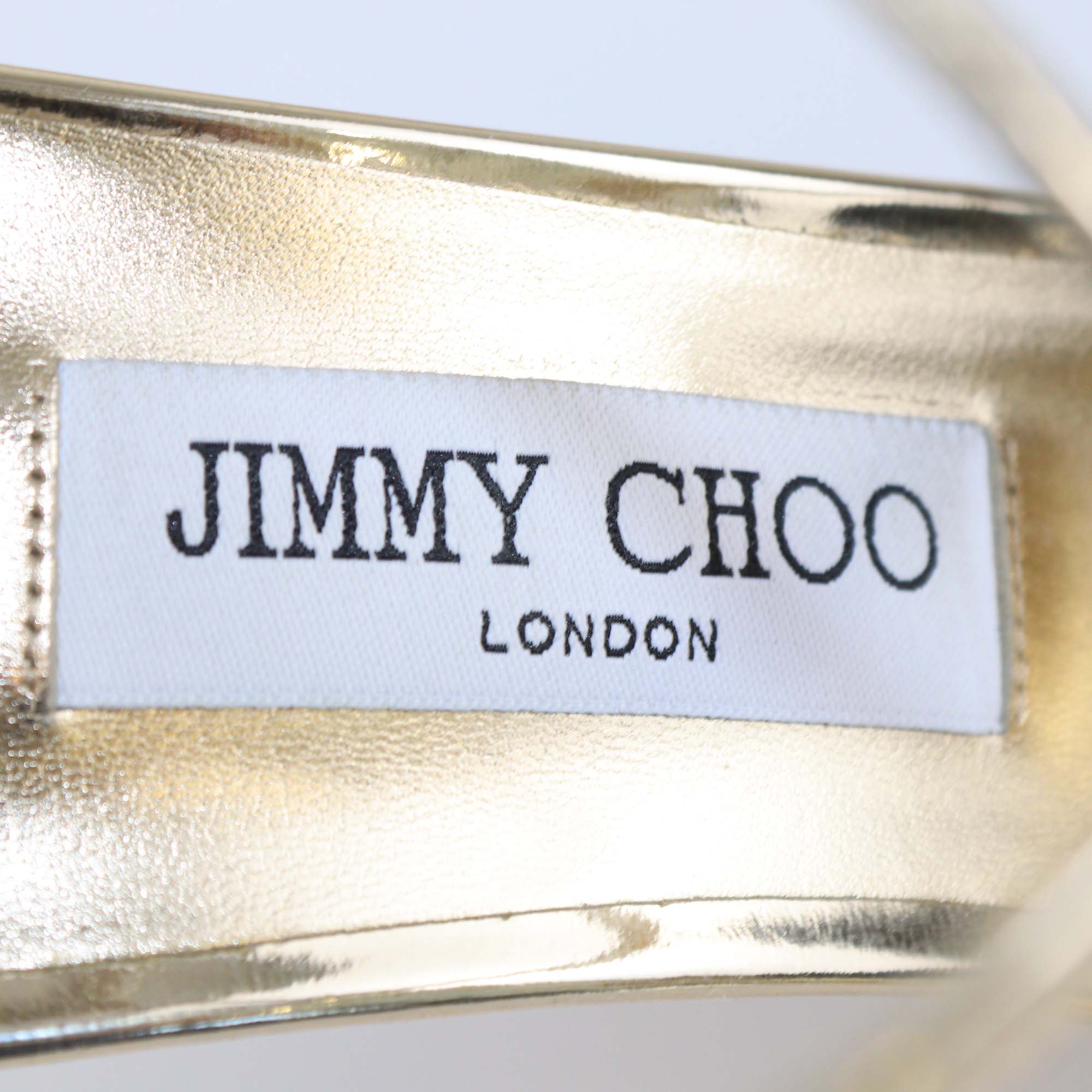 Jimmy Choo Gold Mirror Patent Leather Azia 95 Ankle Strap Sandals