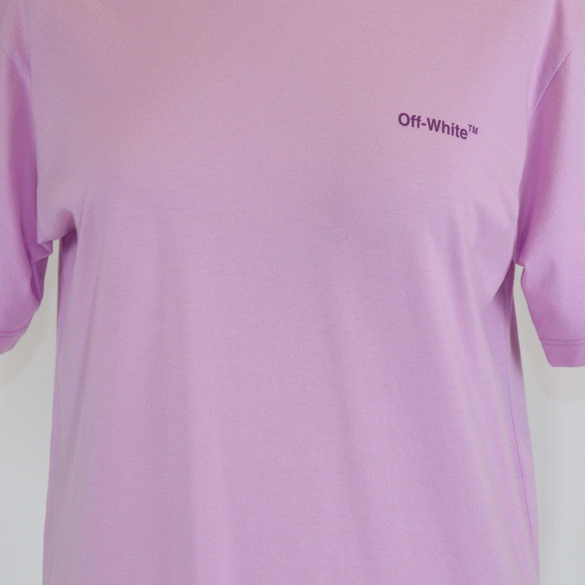 Off-White Lilac Logo Print Cotton Crew Neck T-Shirt