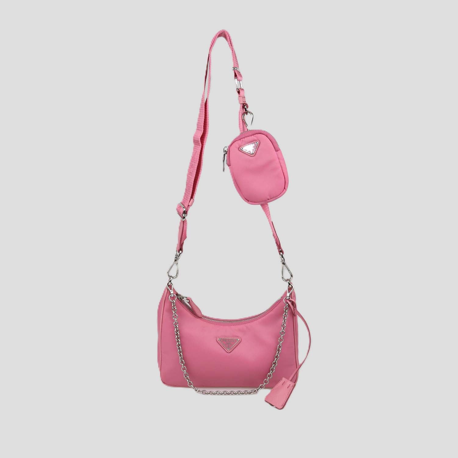 Prada Pink Nylon and Saffiano Leather Re-Edition 2005 Shoulder Bag