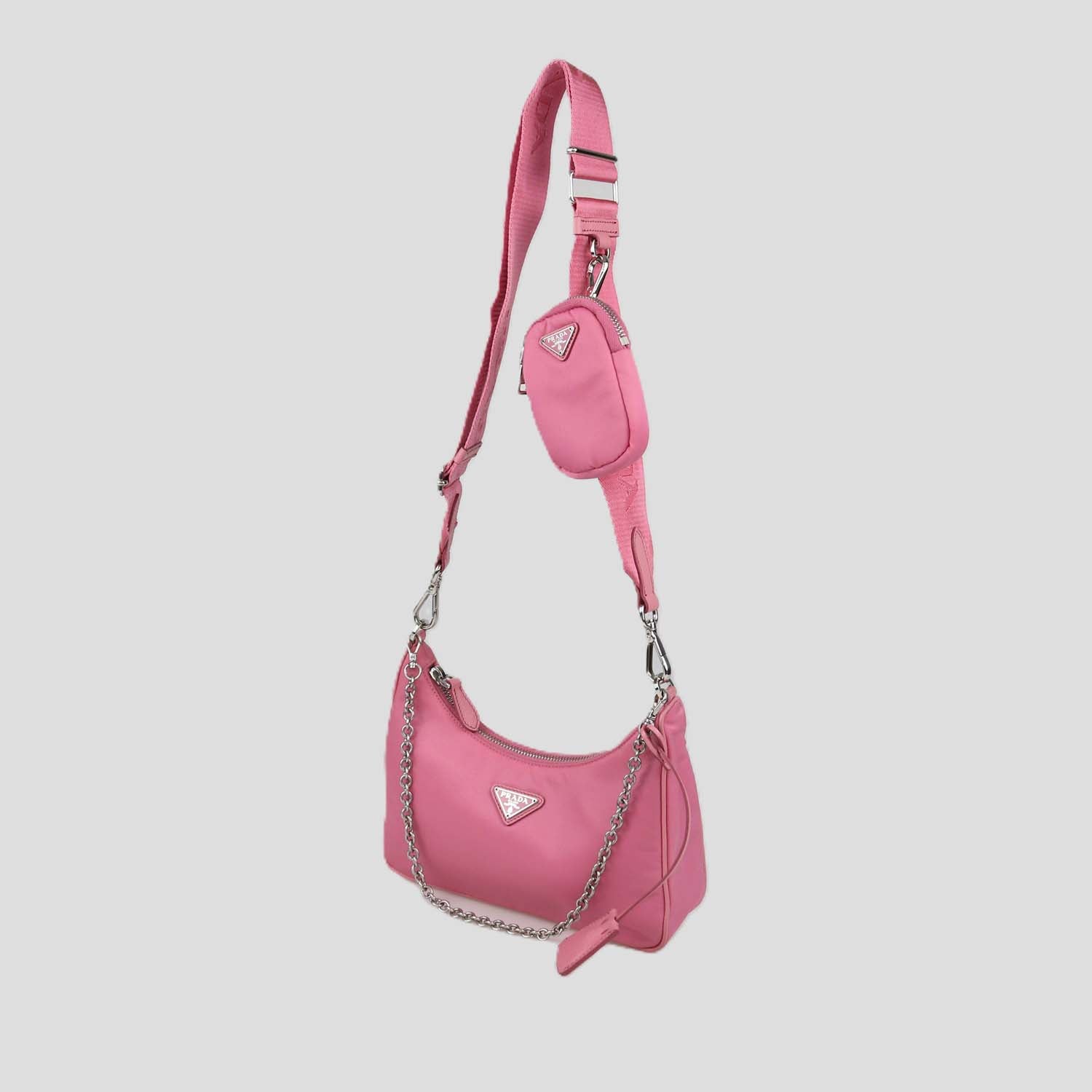 Prada Pink Nylon and Saffiano Leather Re-Edition 2005 Shoulder Bag