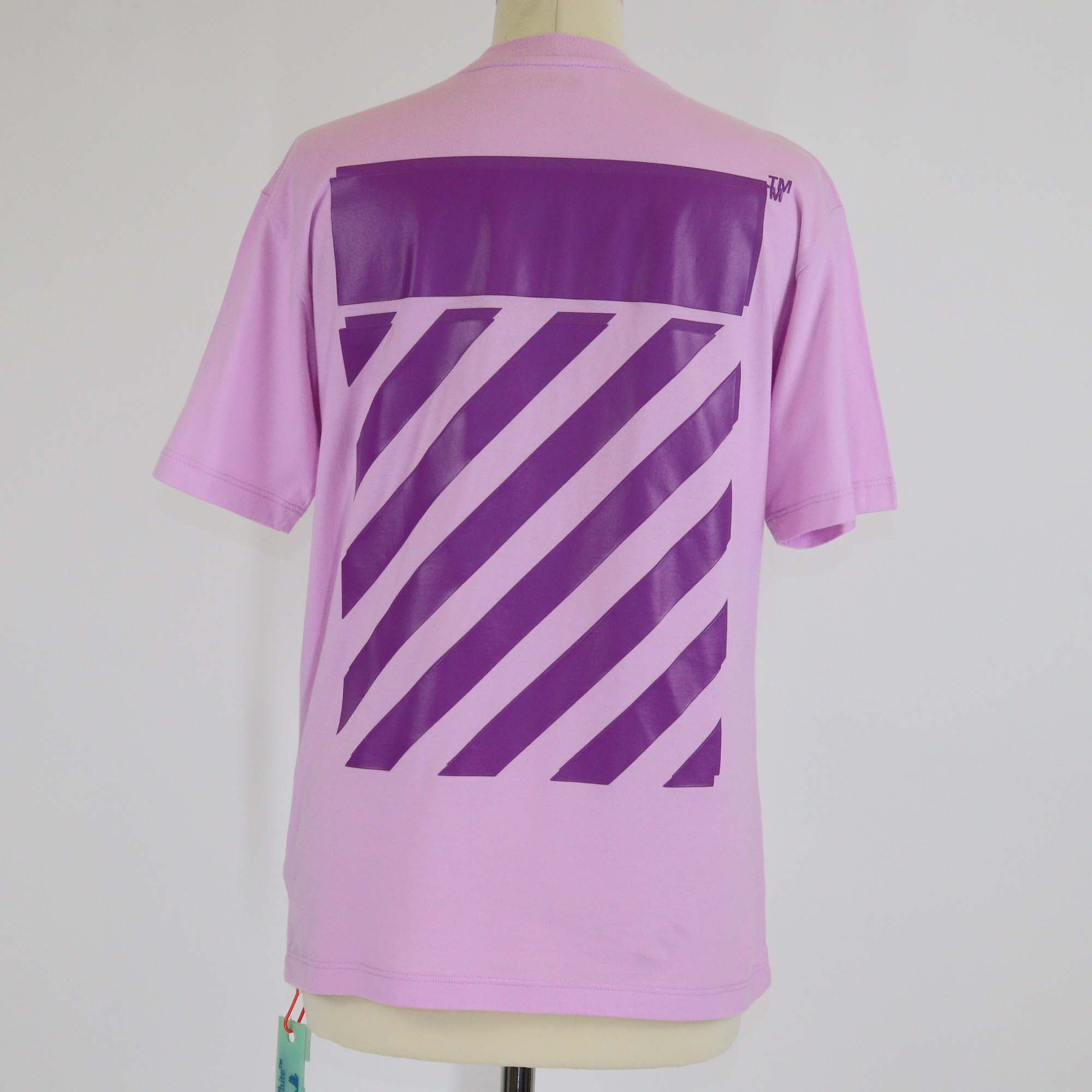 Off-White Lilac Logo Print Cotton Crew Neck T-Shirt