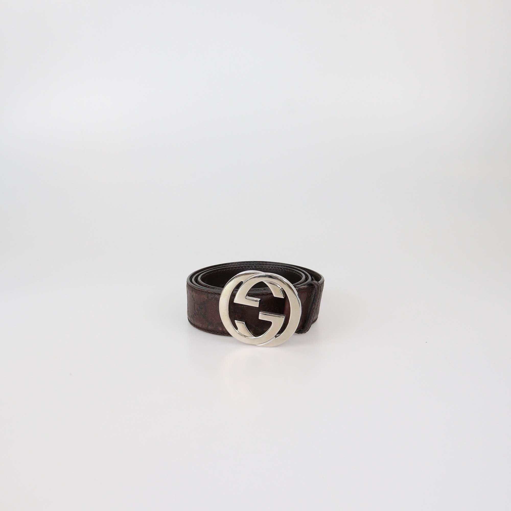 Gucci Brown Guccissima Leather Interlocking G Buckle Belt