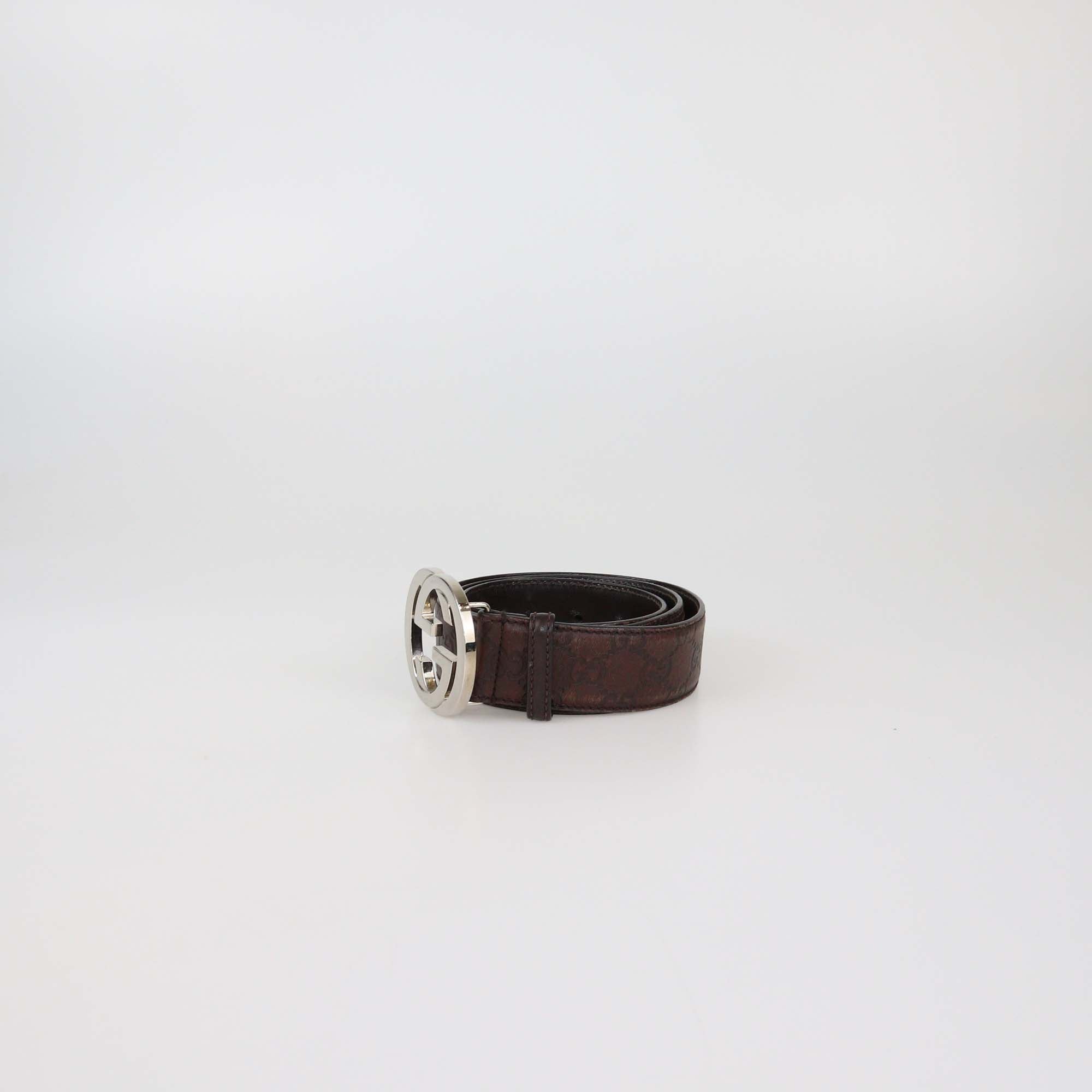 Gucci Brown Guccissima Leather Interlocking G Buckle Belt
