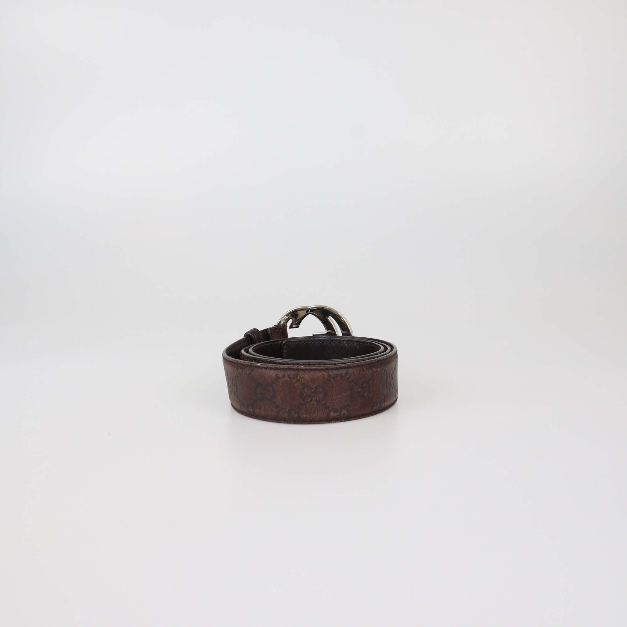 Gucci Brown Guccissima Leather Interlocking G Buckle Belt