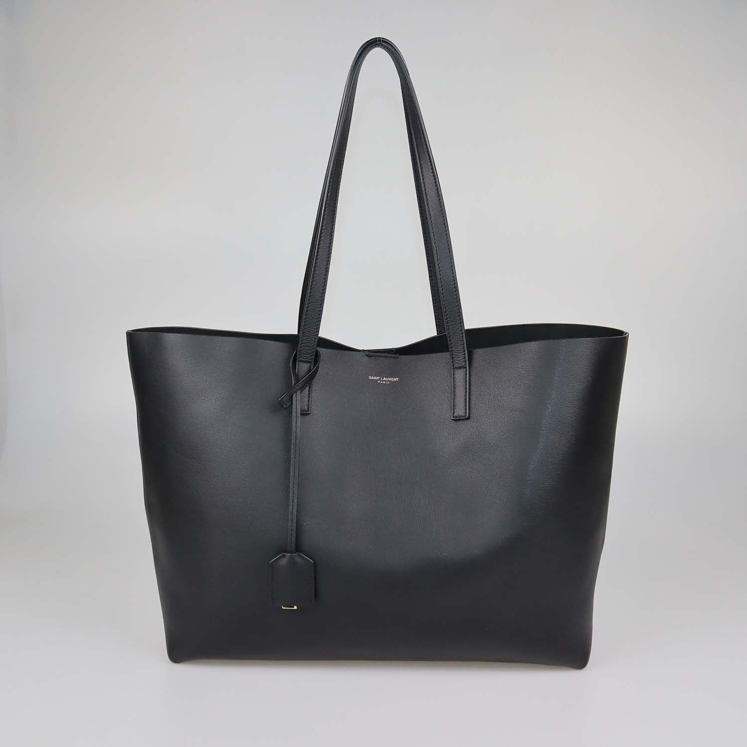 Saint Laurent Black Leather Shopping Tote
