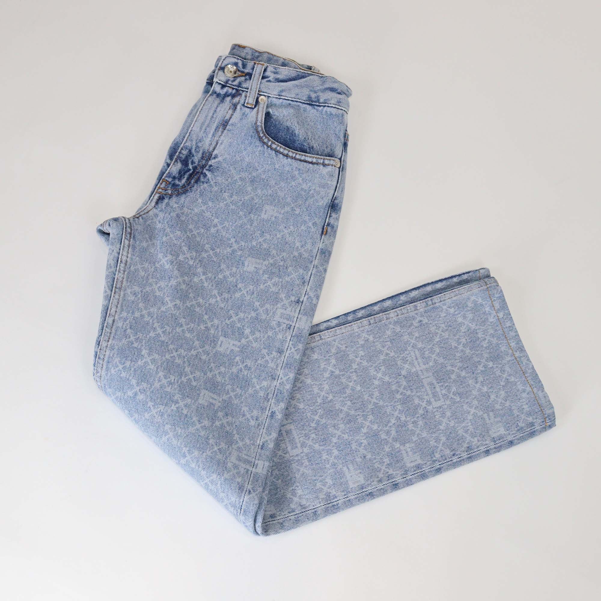 Off-White Blue Denim Printed Logo Jeans