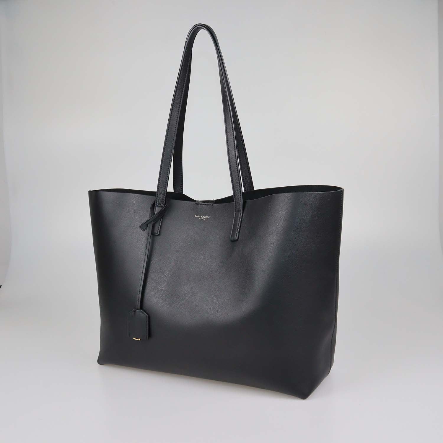Saint Laurent Black Leather Shopping Tote