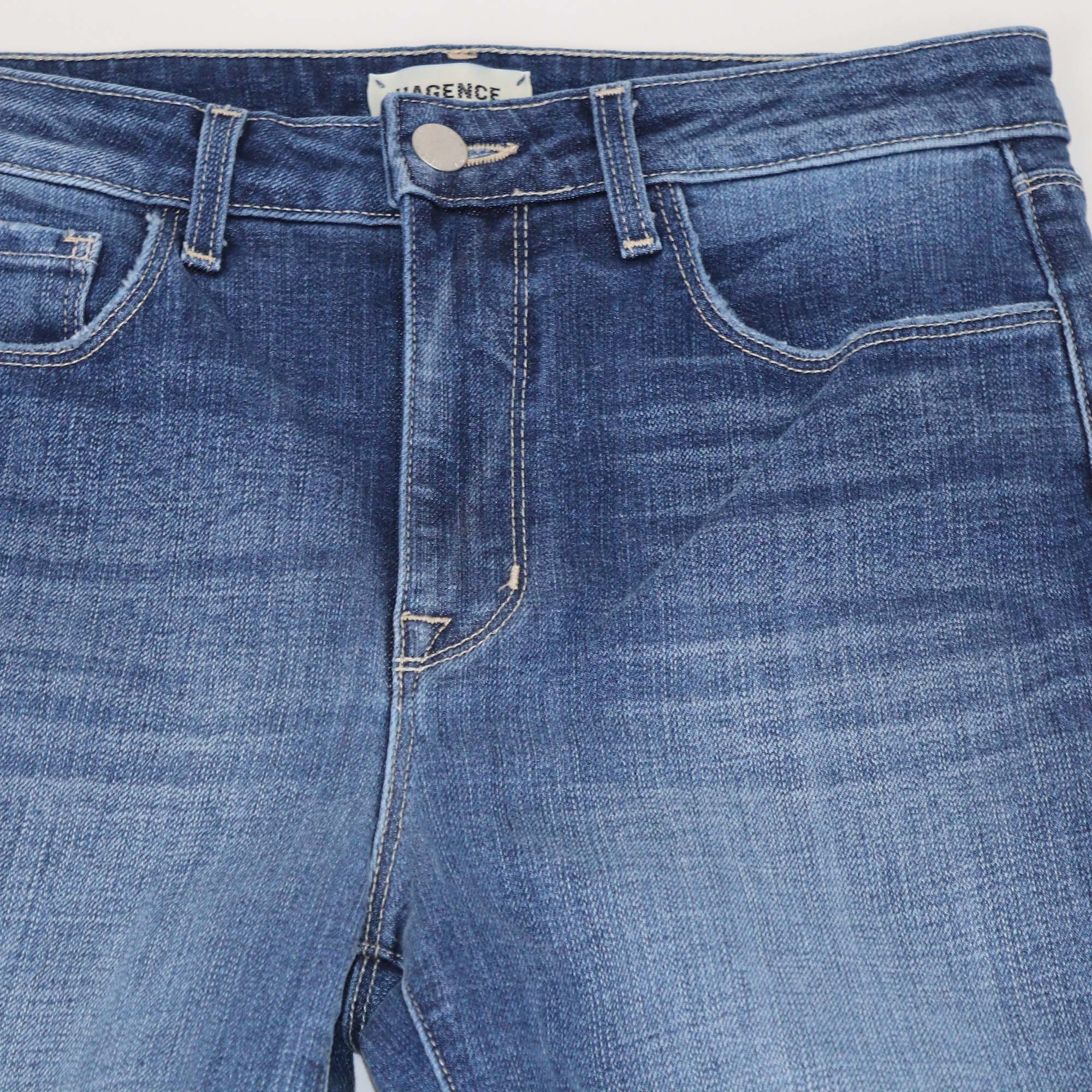L'AGENCE Blue Denim High Line Distressed Skinny Jeans