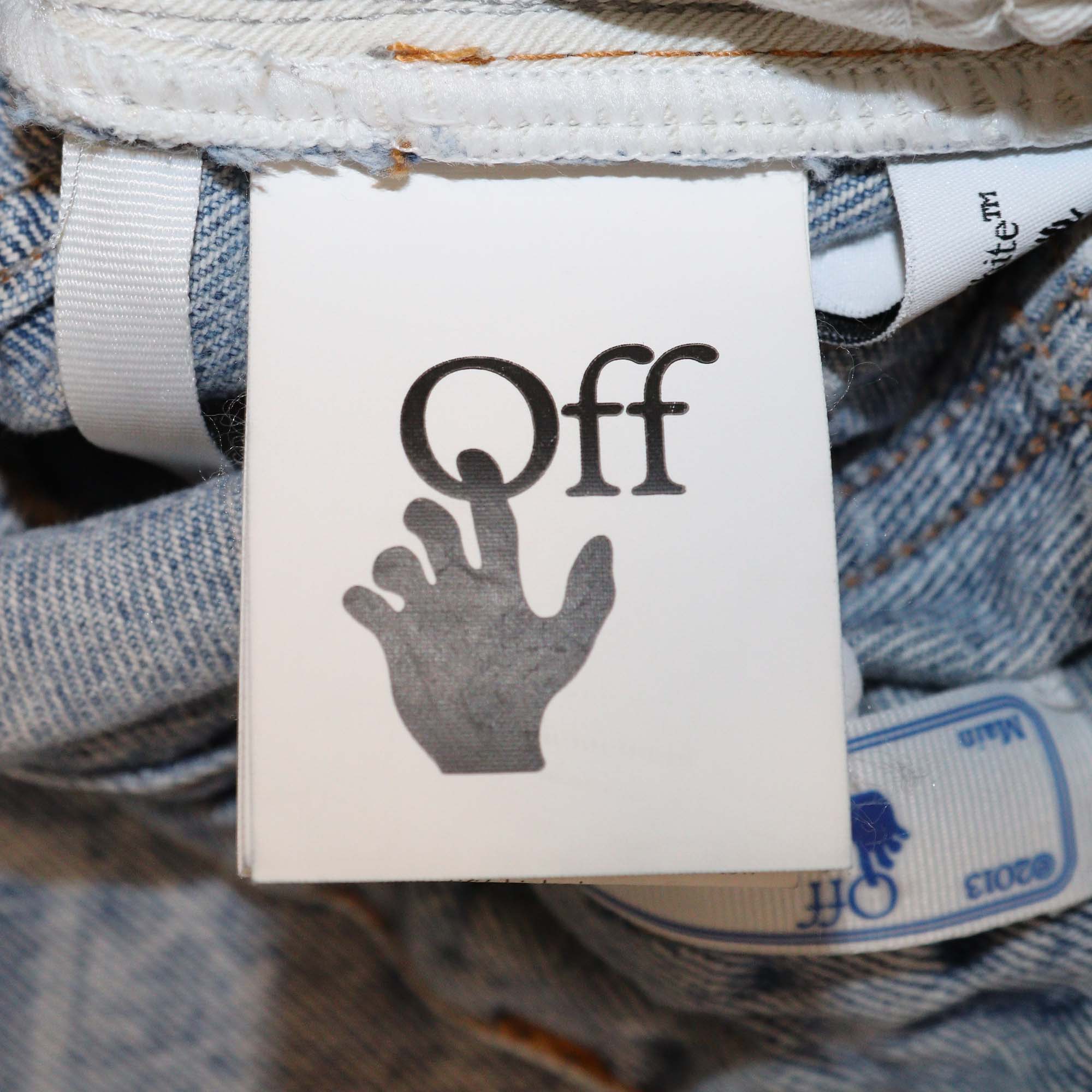 Off-White Blue Denim Printed Logo Jeans