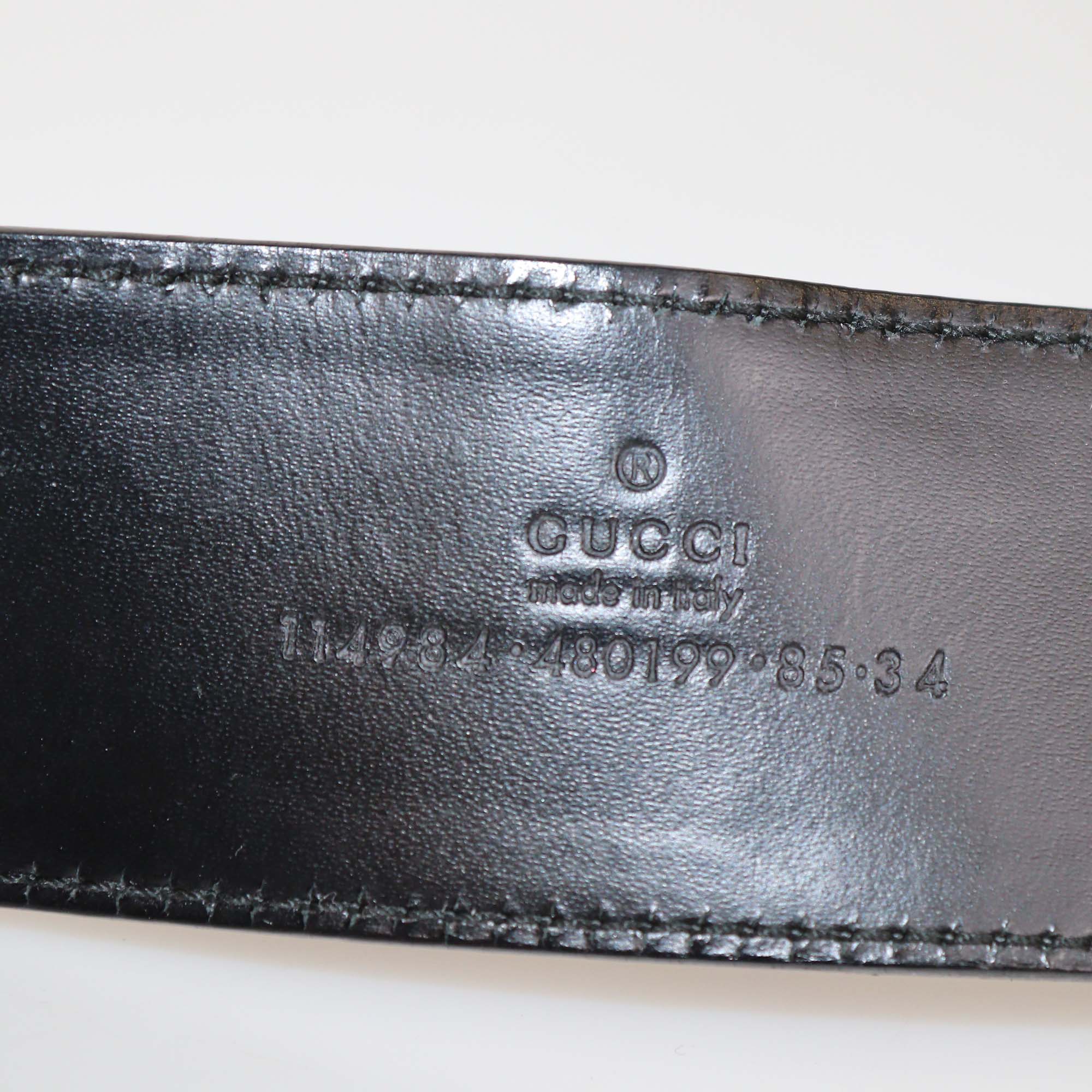 Gucci Black Leather and Fabric Web Interlocking G Buckle Belt