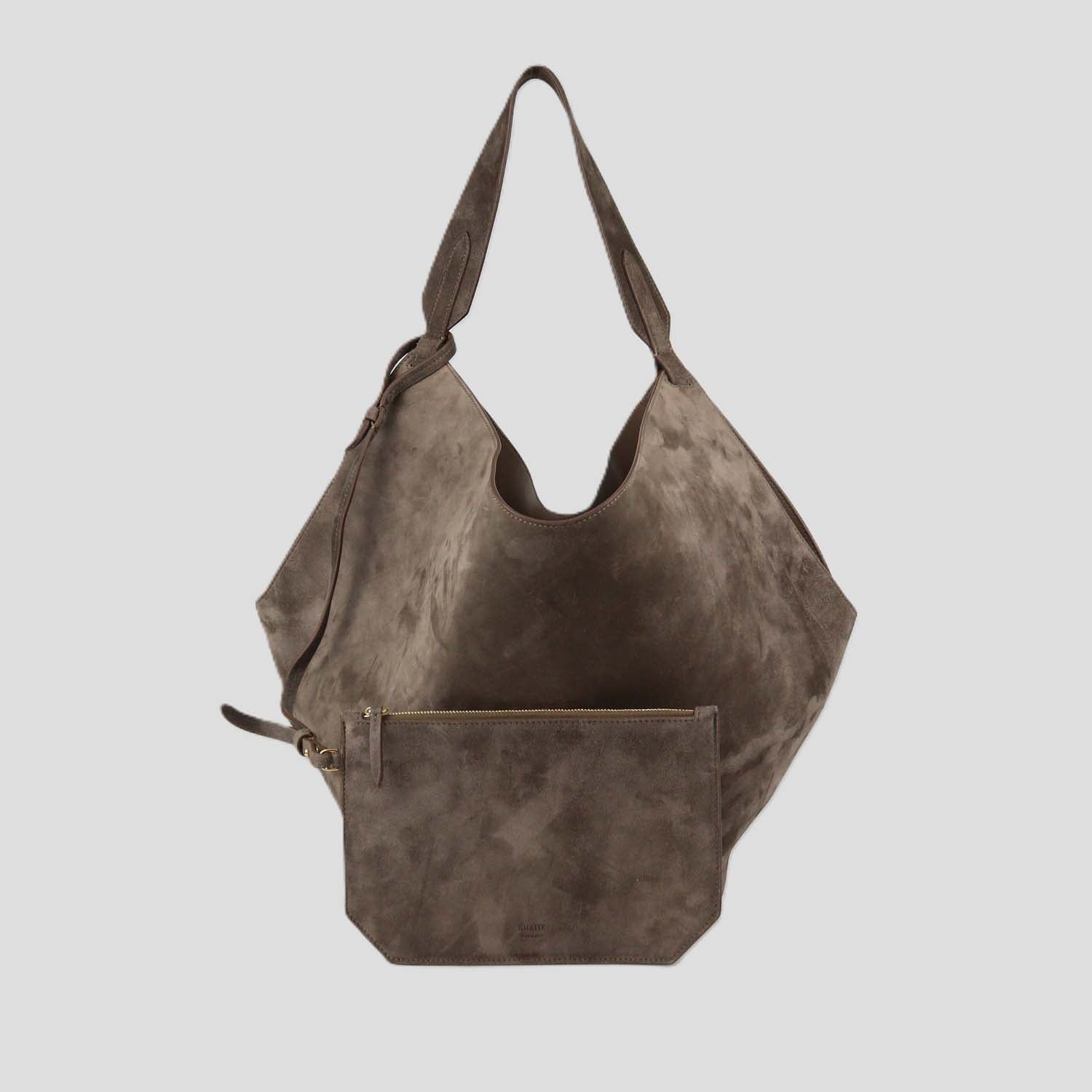 Khaite Brown Suede Medium Lotus Hobo