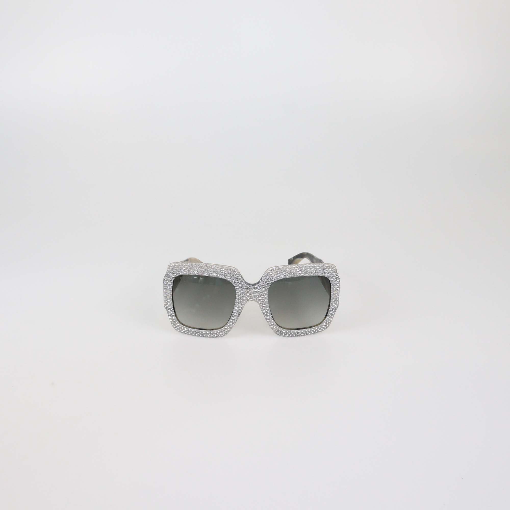 Gucci Grey/Black Gradient Crystal Studded Square Oversized Sunglasses
