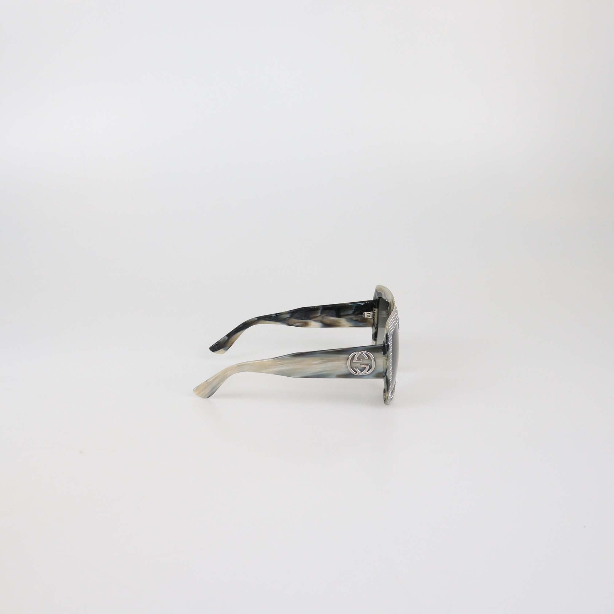 Gucci Grey/Black Gradient Crystal Studded Square Oversized Sunglasses