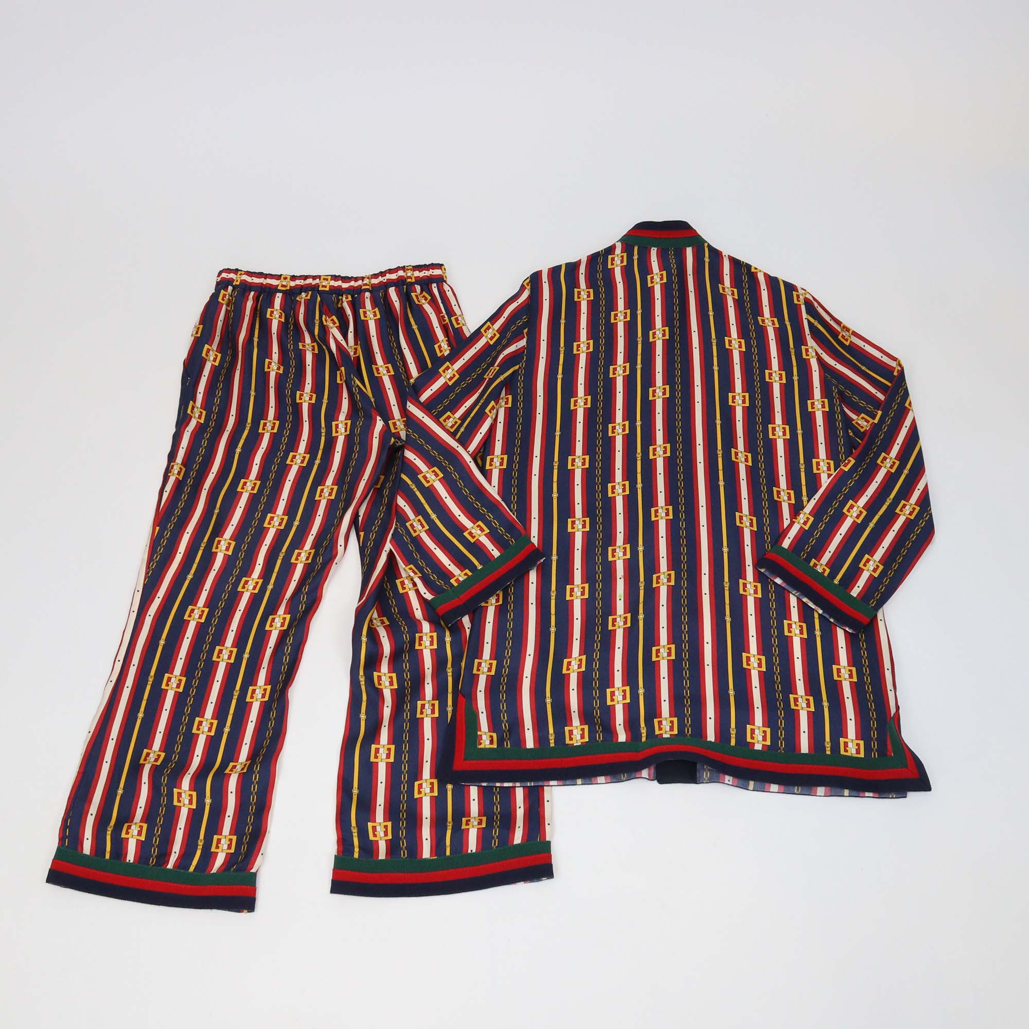 Gucci Multicolor Printed Silk Button Front Tunic Shirt and Trouser Set