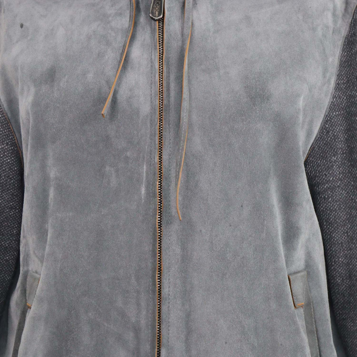Ermenegildo Zegna Grey Suede,Cashmere and Wool Zipped Hooded Jacket