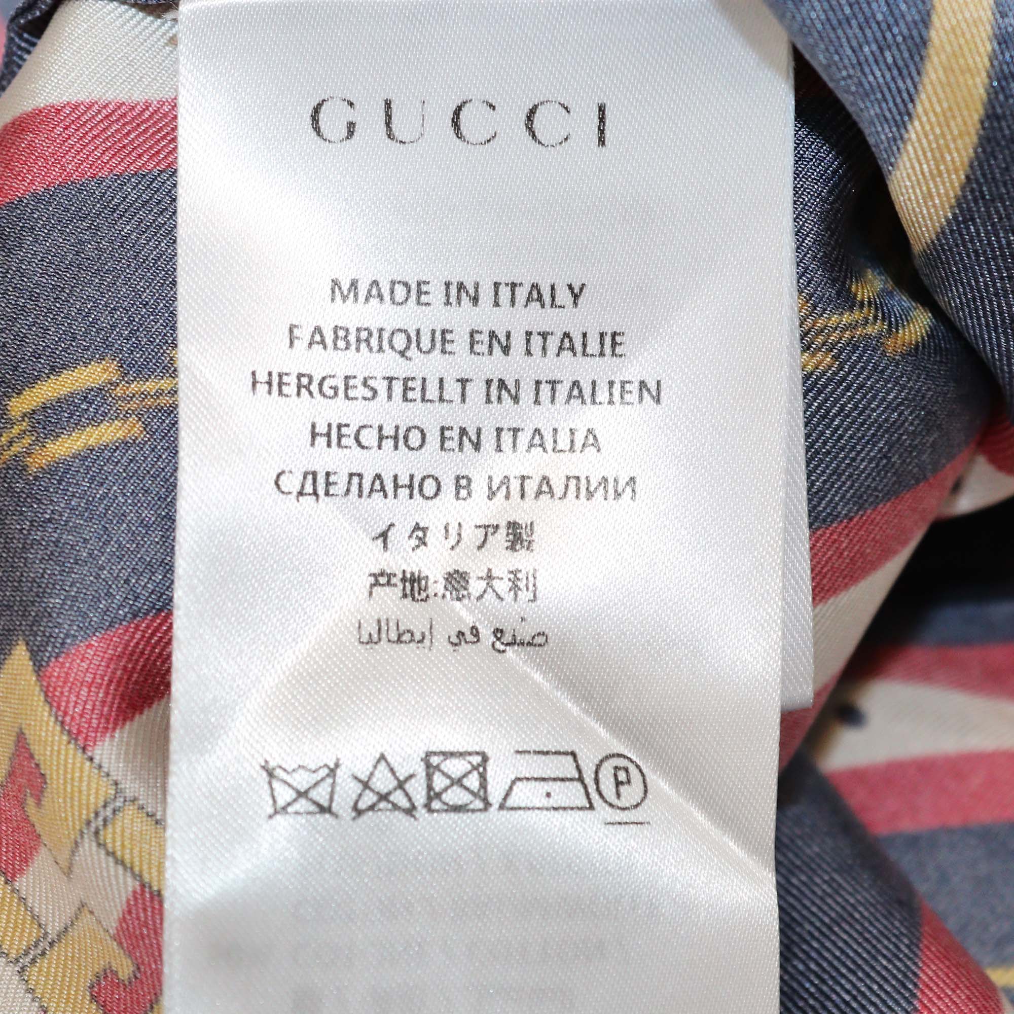 Gucci Multicolor Printed Silk Button Front Tunic Shirt and Trouser Set