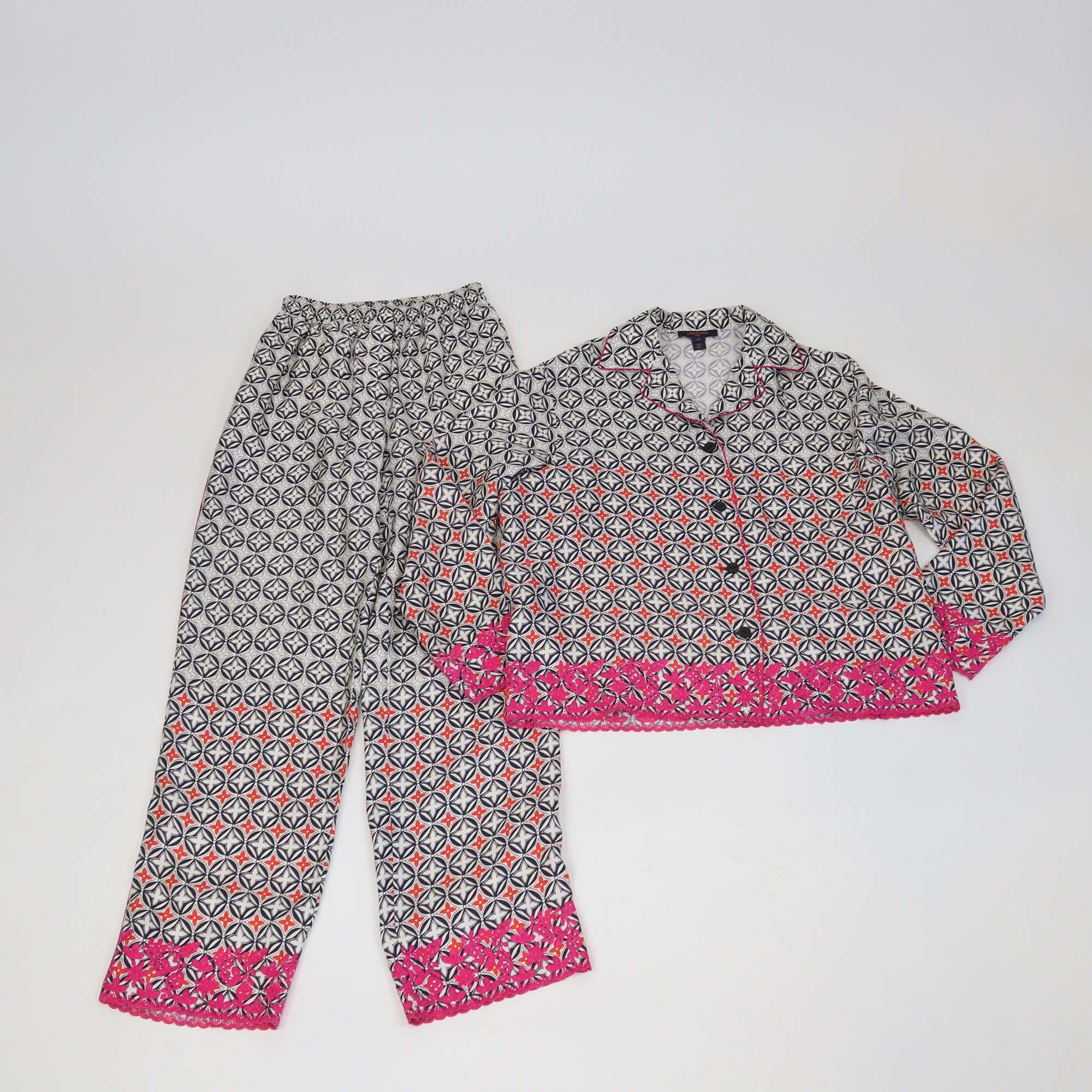 Louis Vuitton Multicolor Monogram Embroidered Silk Pajama Set