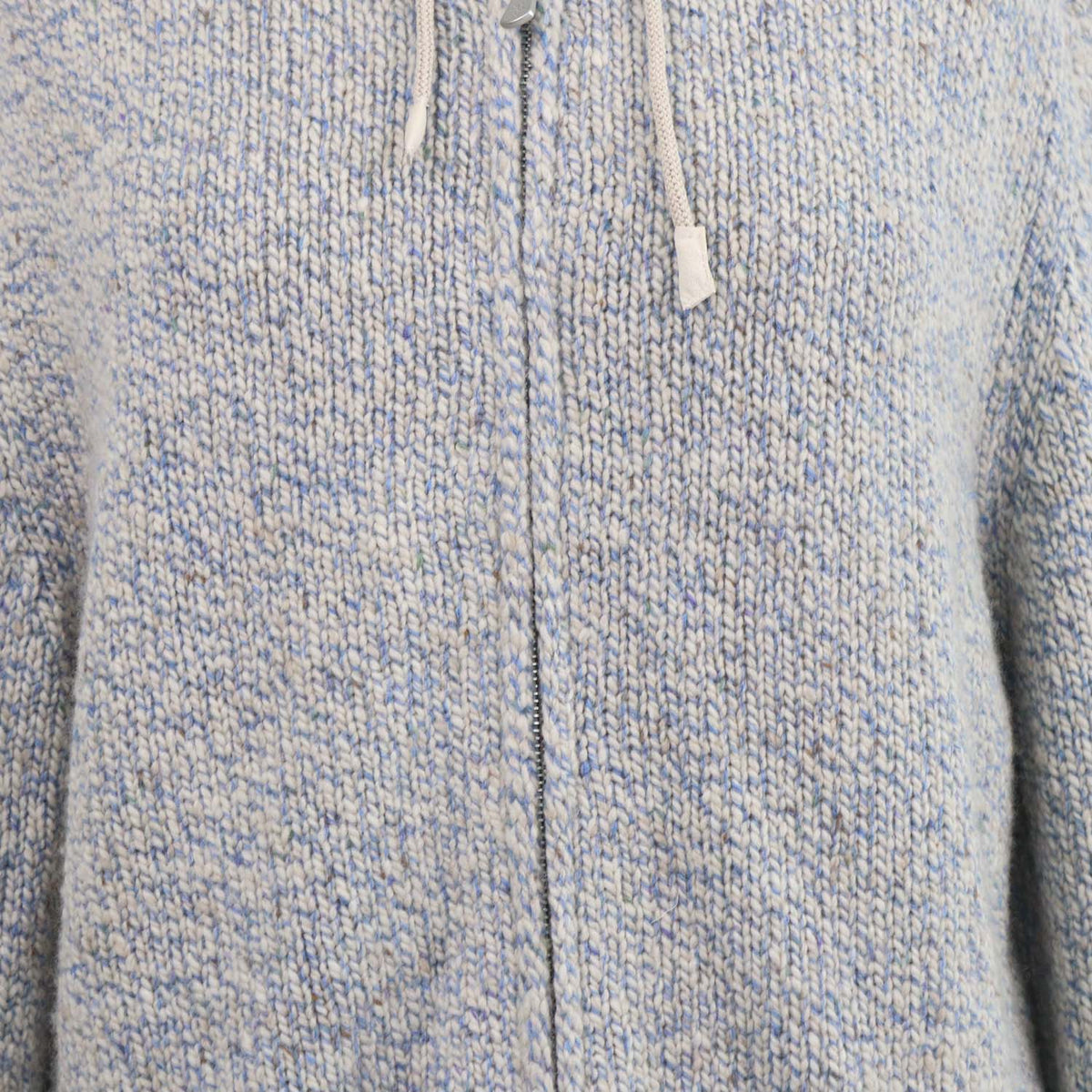 Eleventy Blue,Light Beige Cashmere Donegal Tweed Hooded Sweater