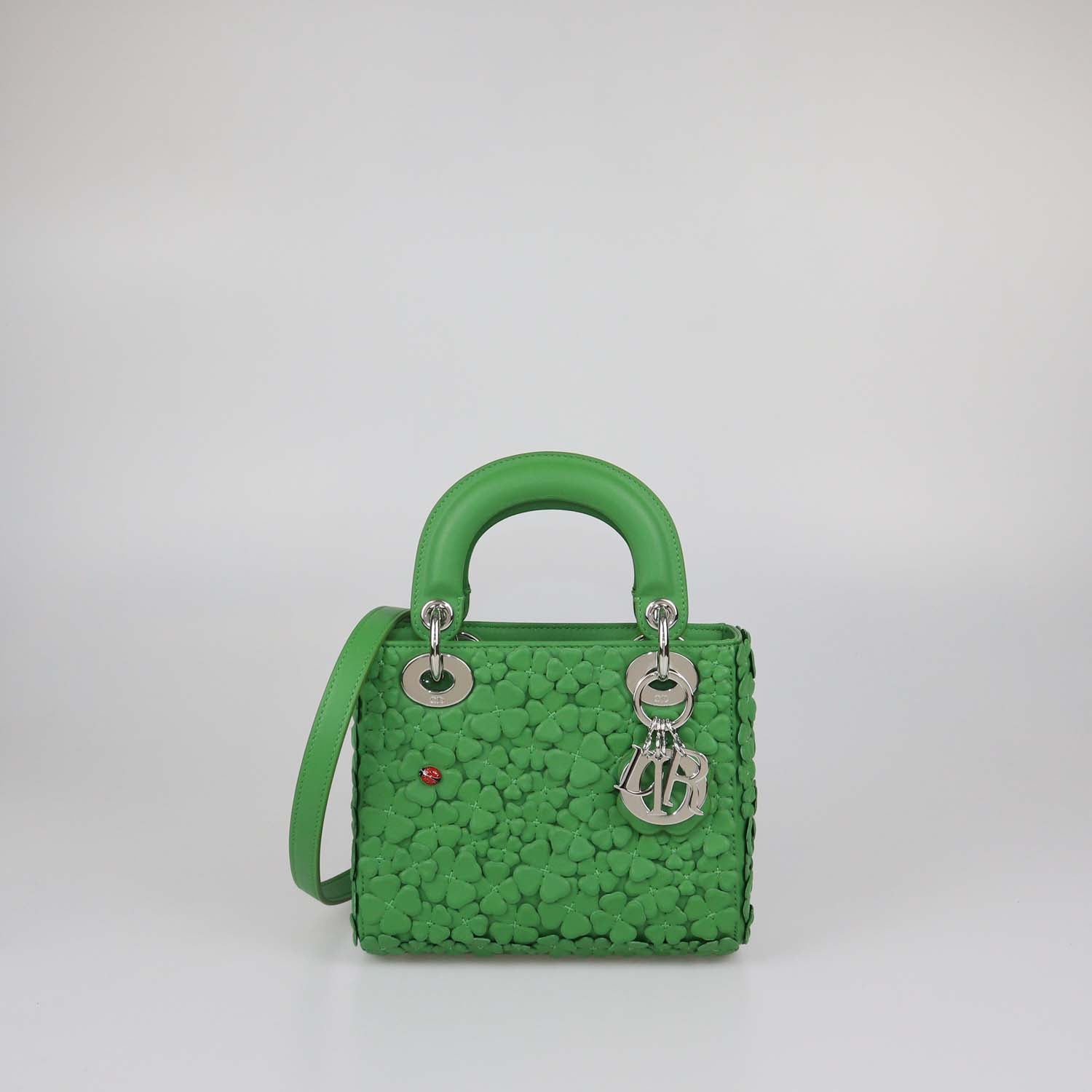 Christian Dior Green Leather Mini Clover Lucky Lady Dior Tote