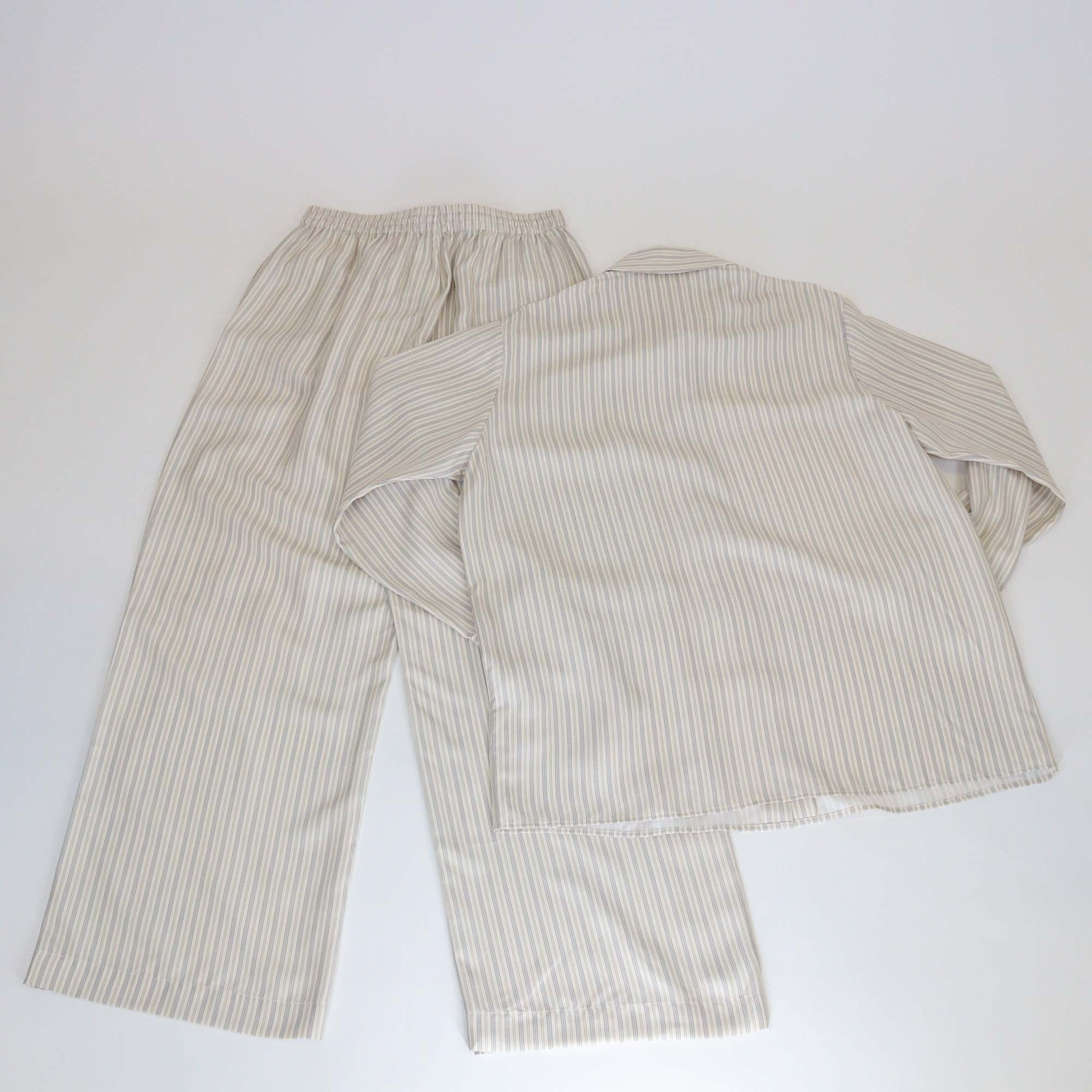 Róhe Cream/Grey Silk Pinstripe long Sleeve Shirt & Pants