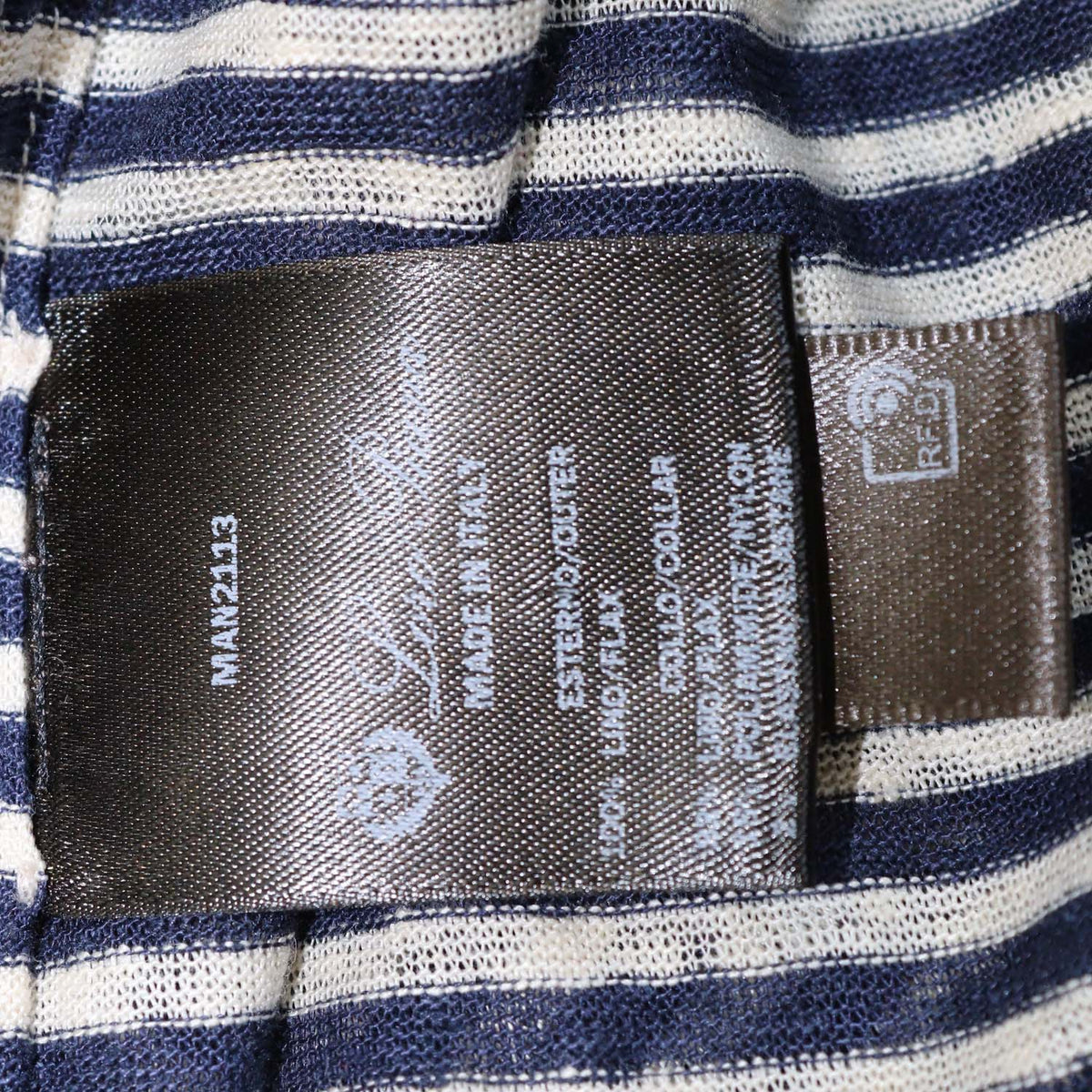 Loro Piana Navy Blue,Light Beige Linen Striped Polo Shirt