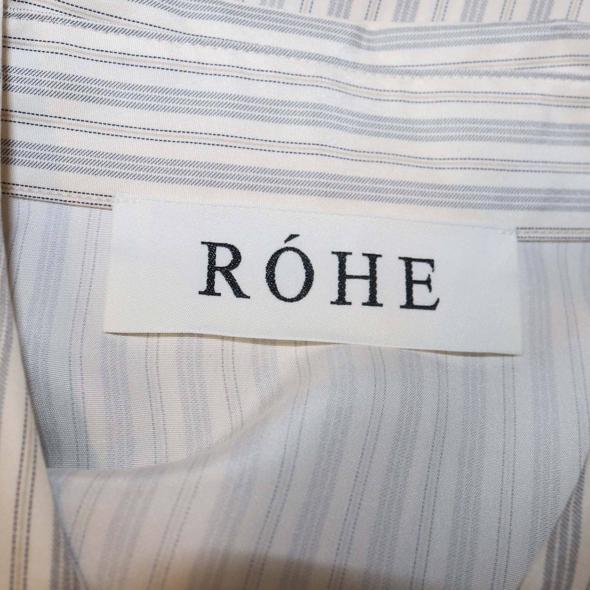 Róhe Cream/Grey Silk Pinstripe long Sleeve Shirt & Pants