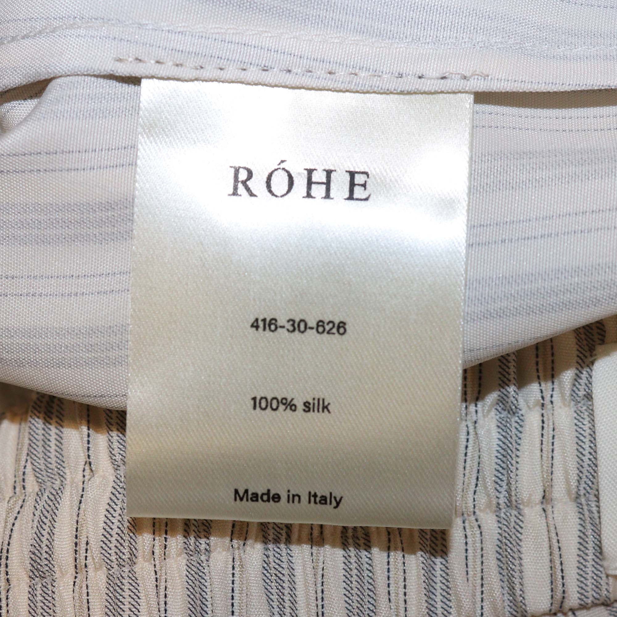 Róhe Cream/Grey Silk Pinstripe long Sleeve Shirt & Pants