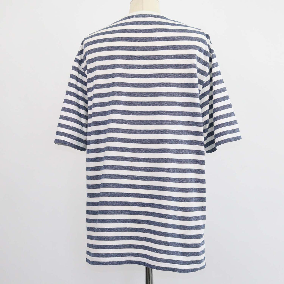 Loro Piana Blue,White Cotton Linen Striped Crew Neck T-Shirt