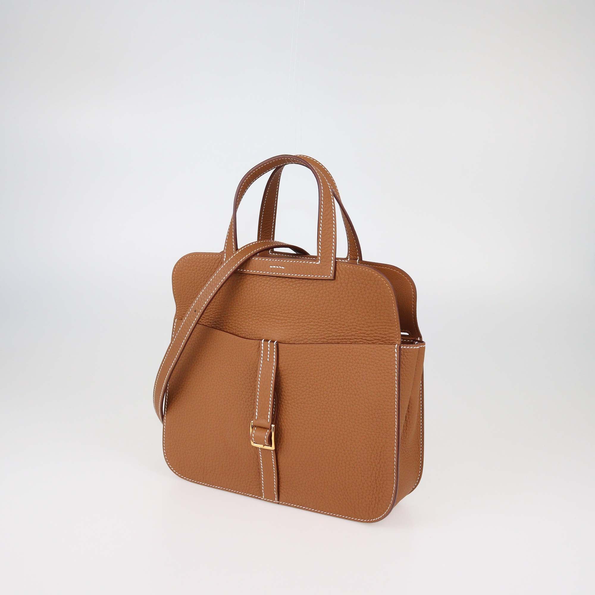 Hermès Gold Taurillon Clemence Leather Gold Hardware Halzan 25 Bag