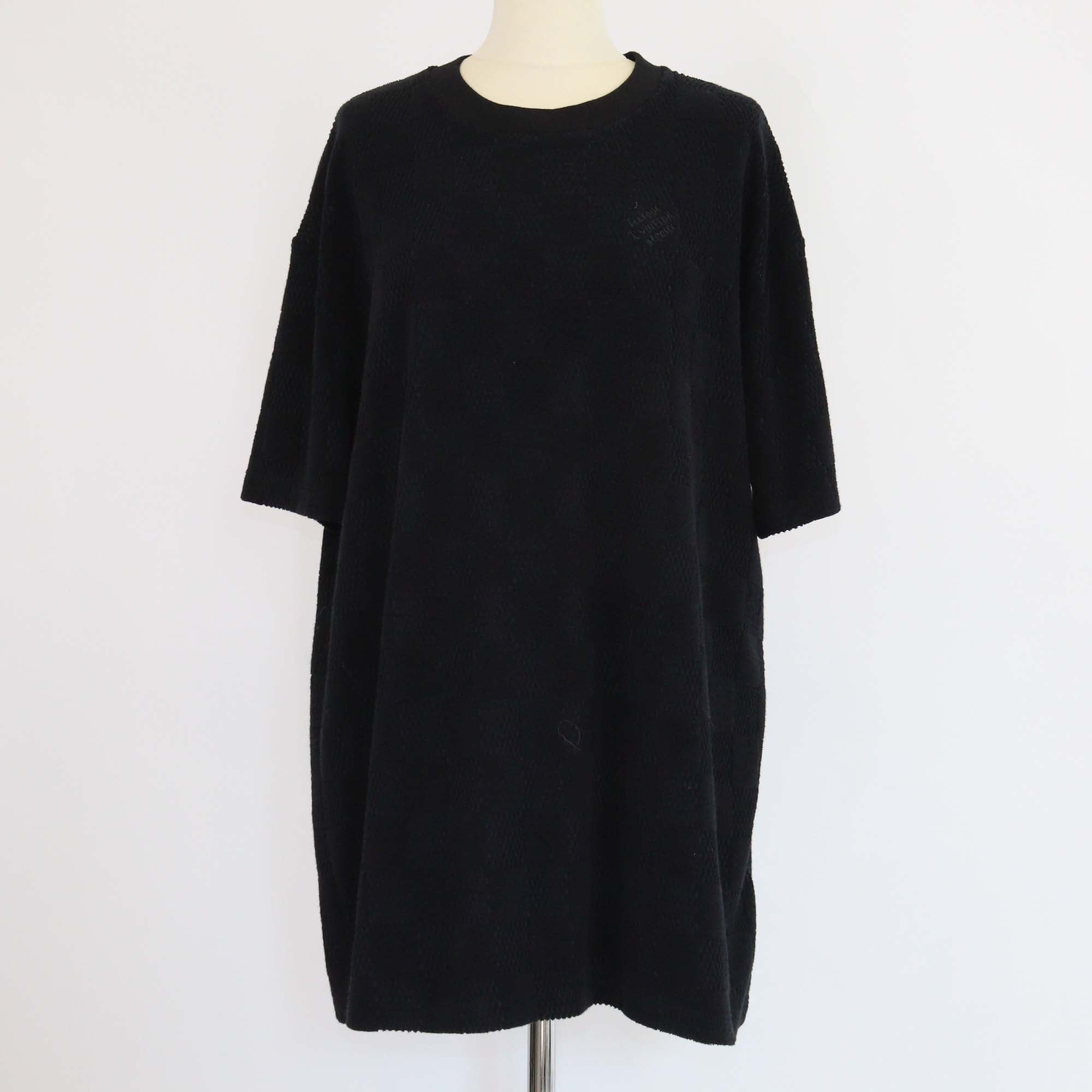 Louis Vuitton Black Damier French Terry Cotton Crewneck T-Shirt