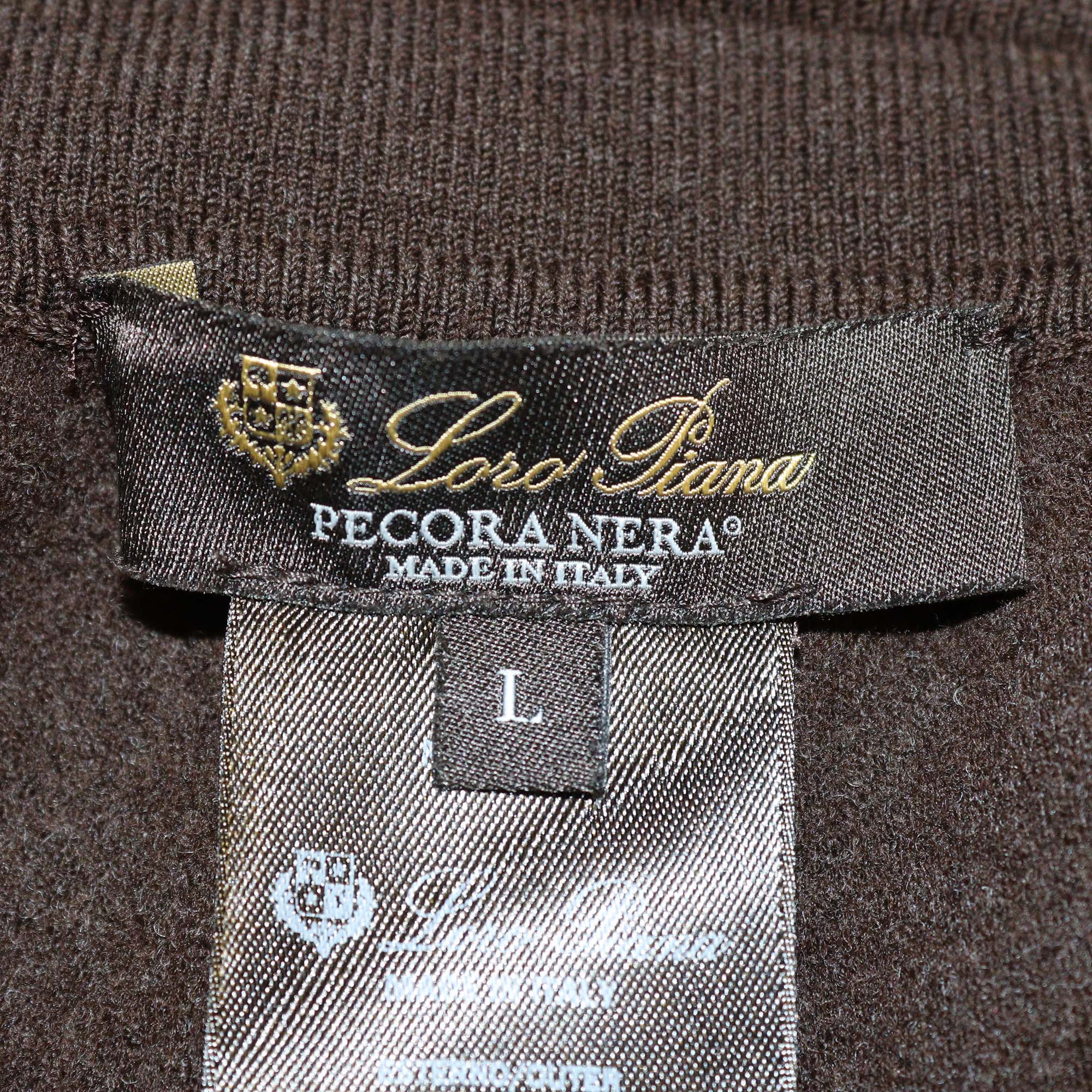 Loro Piana Dark Brown Wool Pecora Nera Fleece Jogger Pants