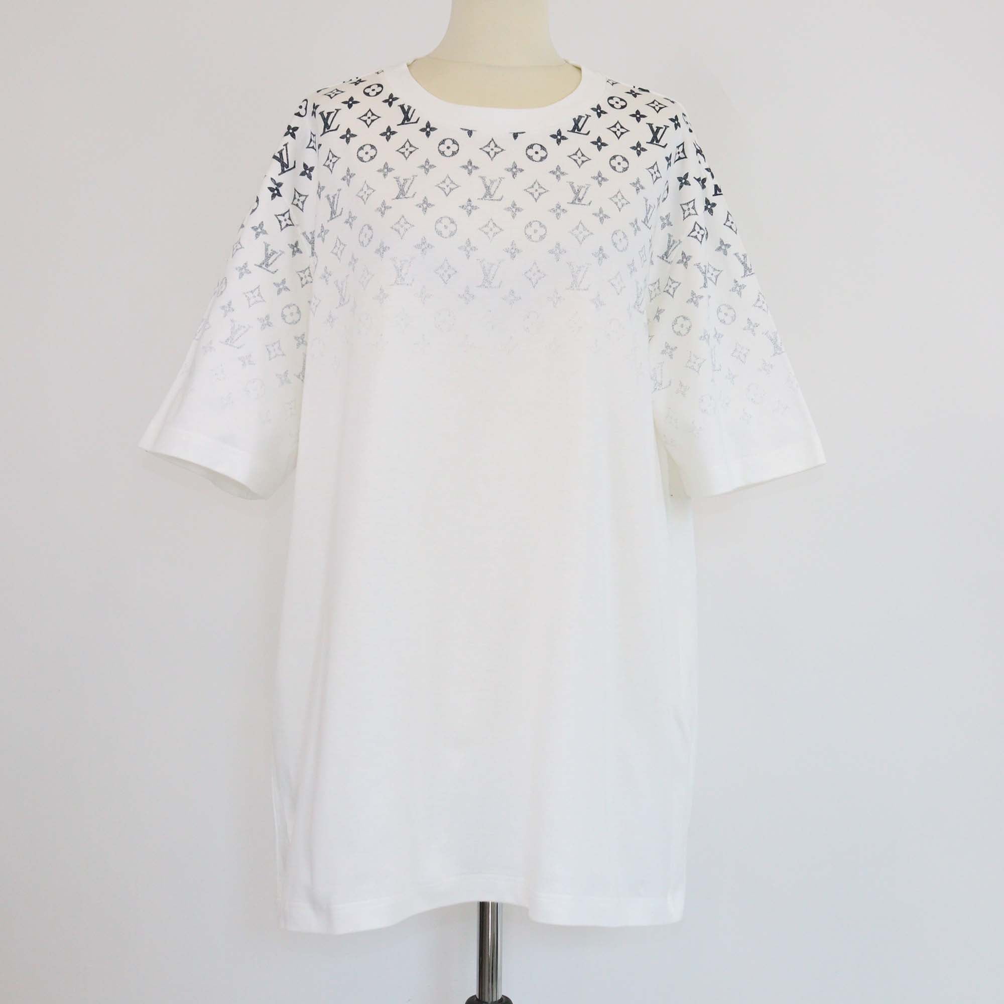 Louis Vuitton White/Blue Monogram Gradient Printed Cotton T-Shirt