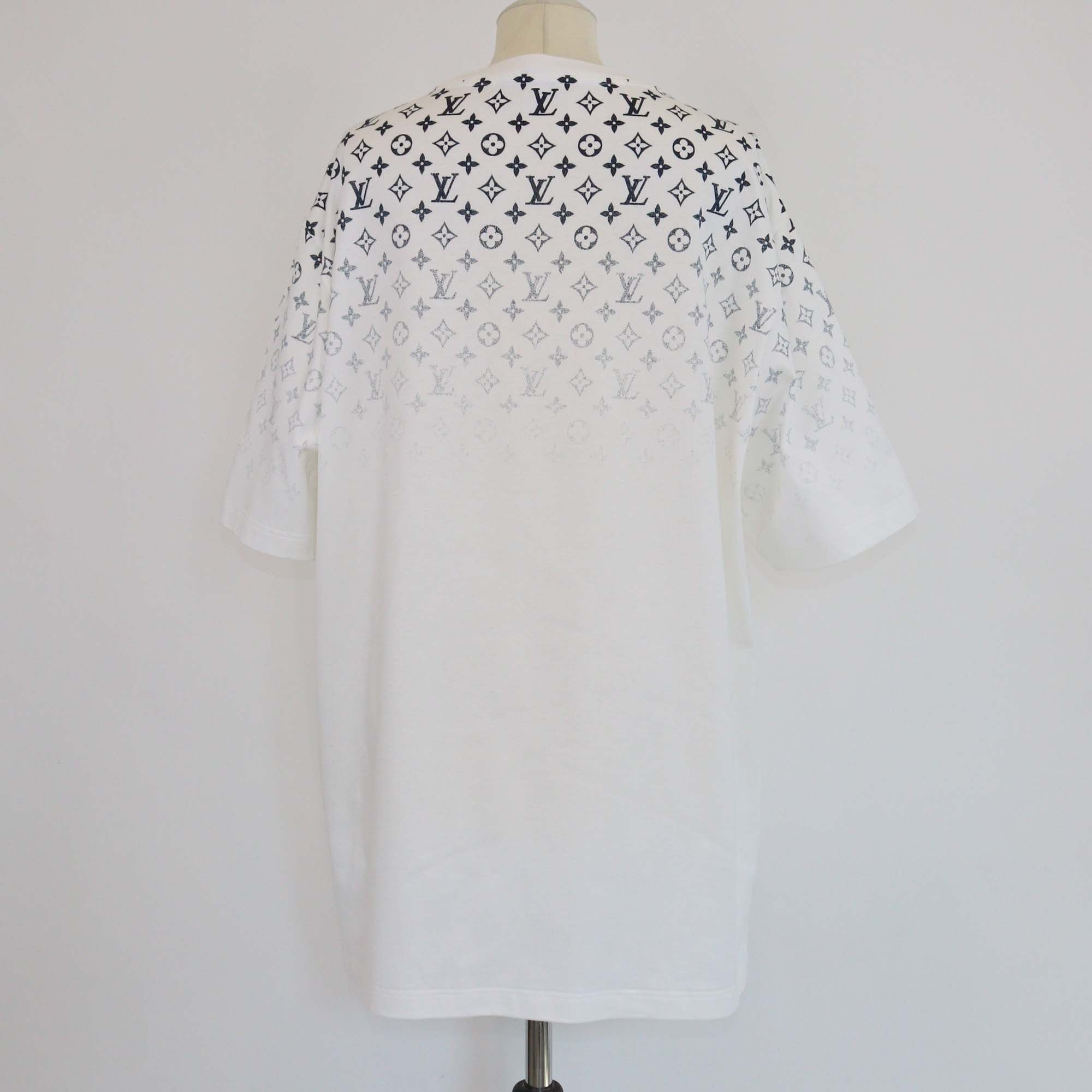 Louis Vuitton White/Blue Monogram Gradient Printed Cotton T-Shirt