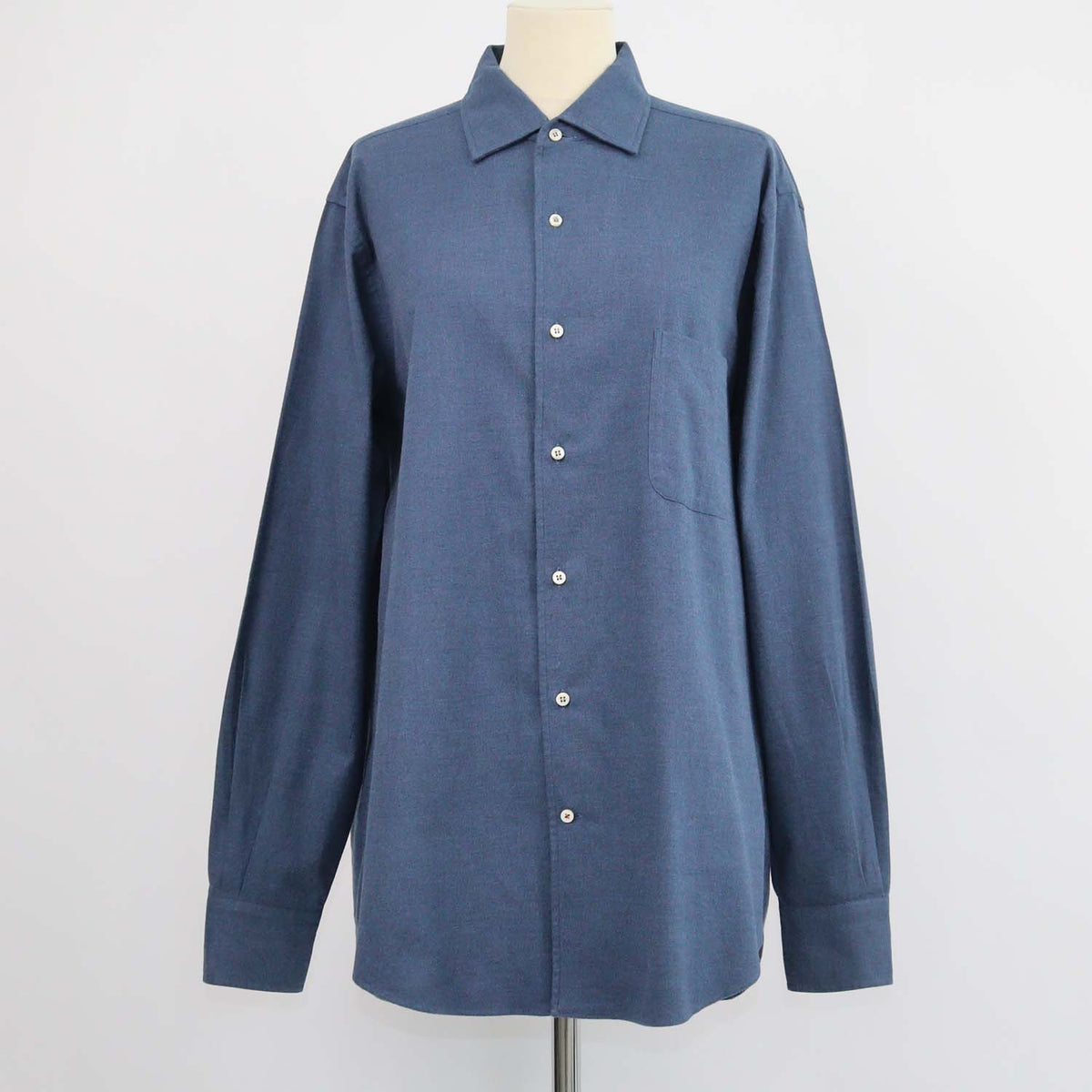 Loro Piana Navy Blue Cotton Andre Button Up Longsleeve Shirt