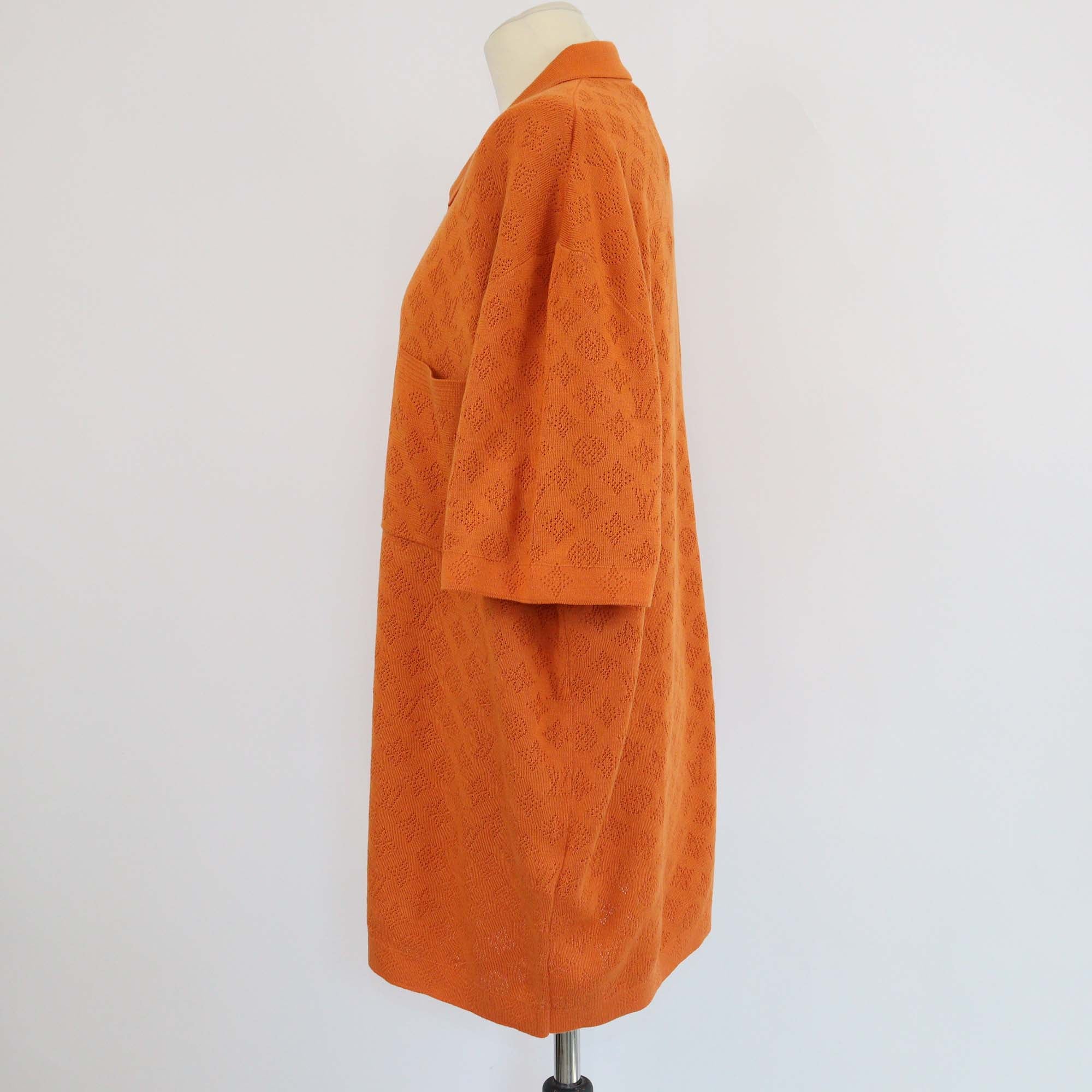 Louis Vuitton Orange Monogram Pointelle Short Sleeve Polo Shirt