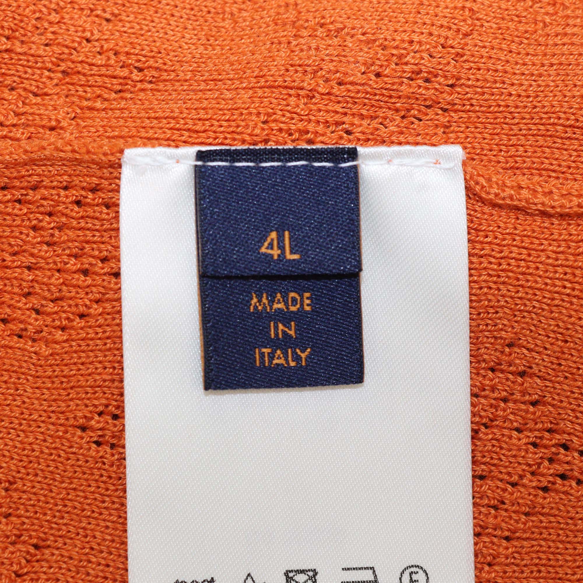 Louis Vuitton Orange Monogram Pointelle Short Sleeve Polo Shirt