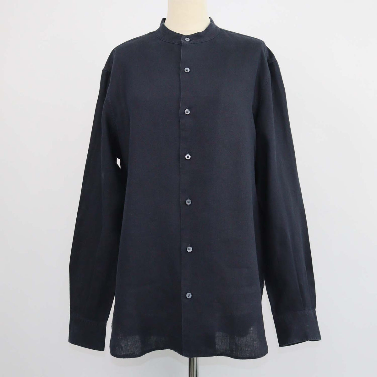 Loro Piana Navy Blue Linen Elia Button Down Long Sleeve Shirt