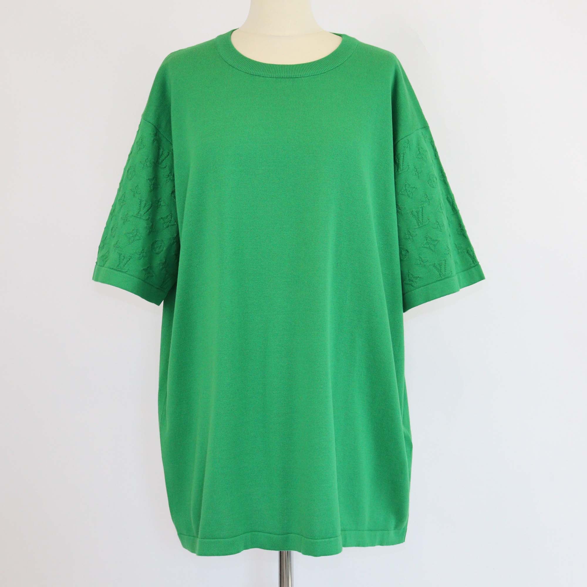 Louis Vuitton Green Monogram Sleeve Cotton Knit T-Shirt