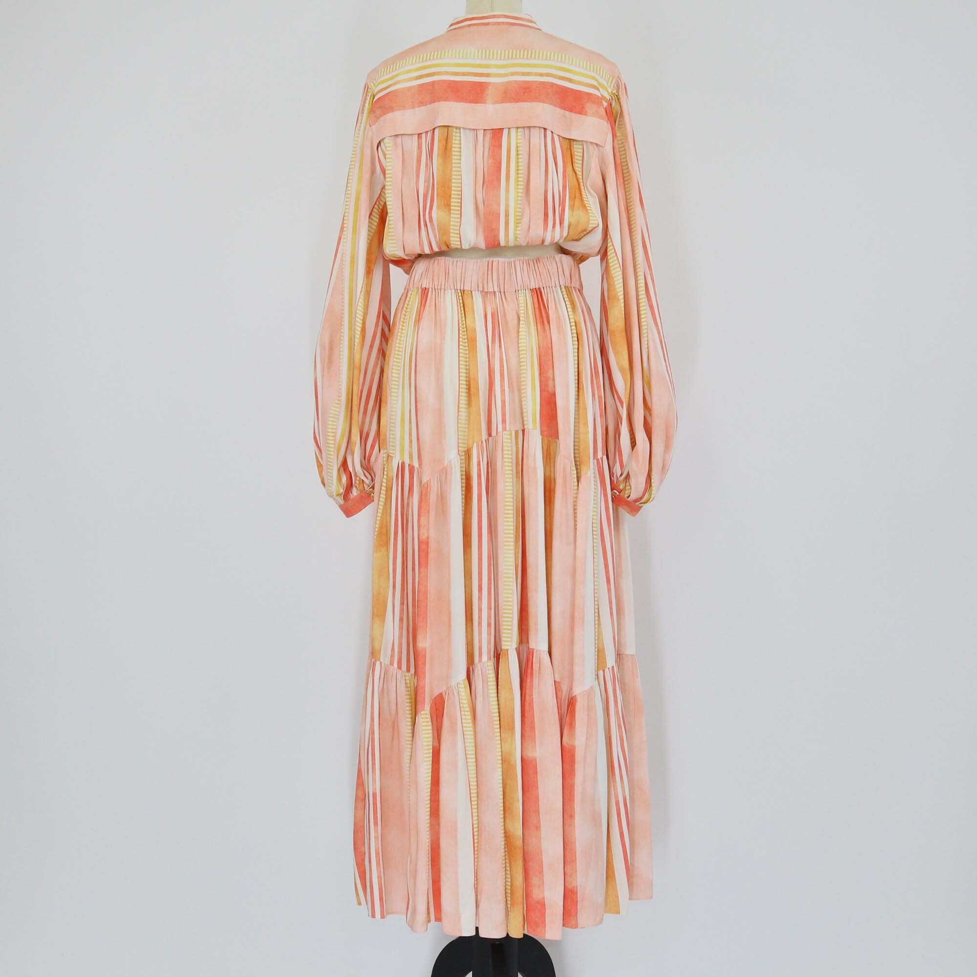 Acler Multicolor Stripe Coupland Crop Top & Tunstall Maxi Skirt Set Womens Acler