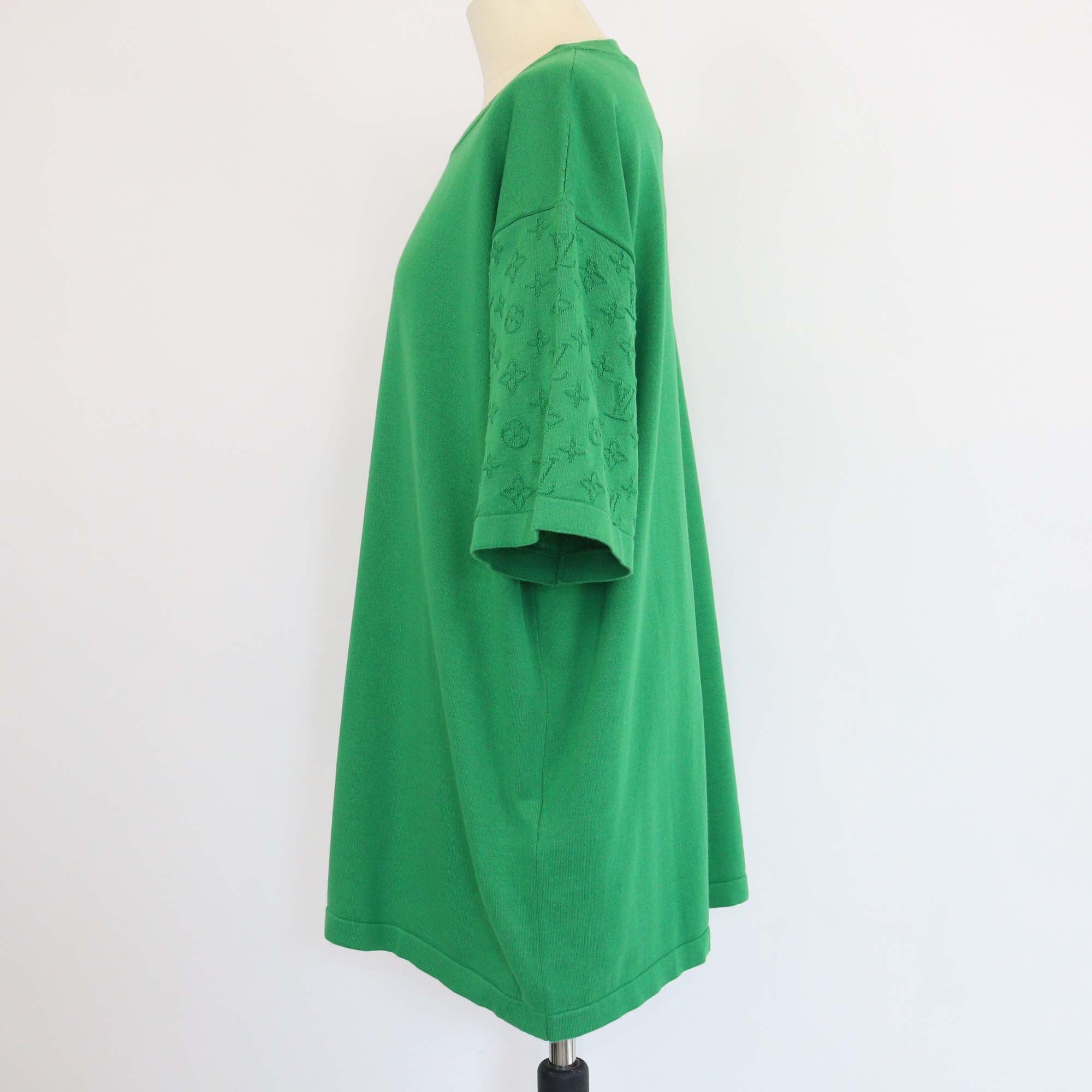 Louis Vuitton Green Monogram Sleeve Cotton Knit T-Shirt