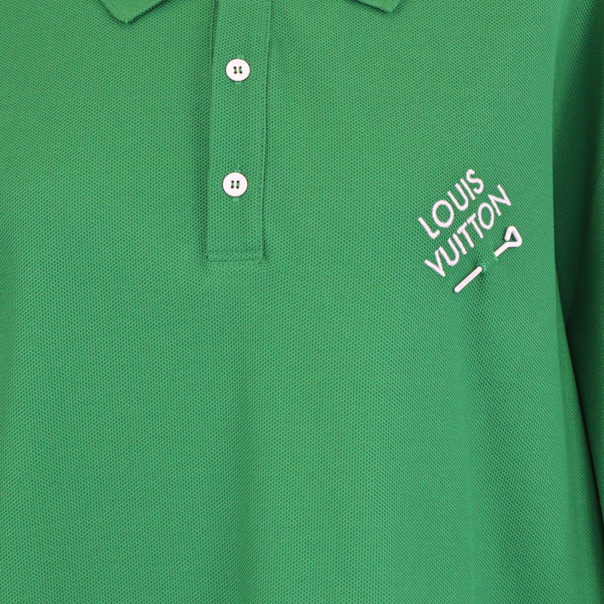 Louis Vuitton Green Pin Logo Embroidered Cotton Polo Shirt
