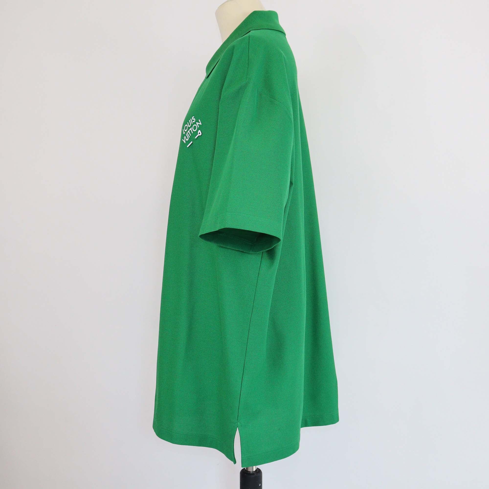Louis Vuitton Green Pin Logo Embroidered Cotton Polo Shirt
