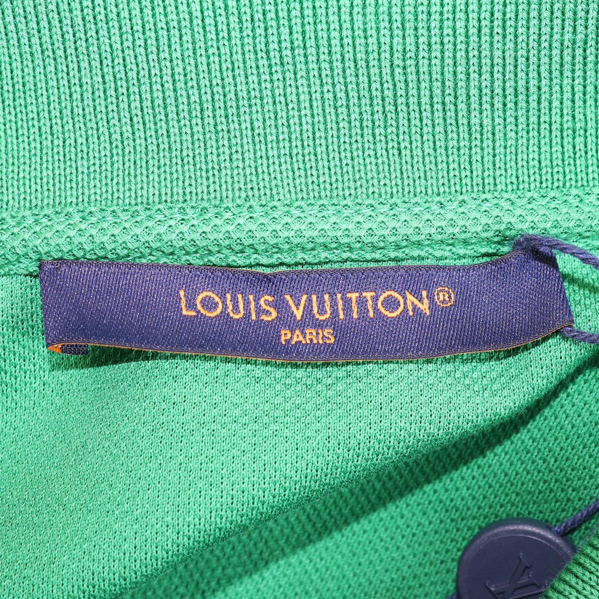 Louis Vuitton Green Pin Logo Embroidered Cotton Polo Shirt