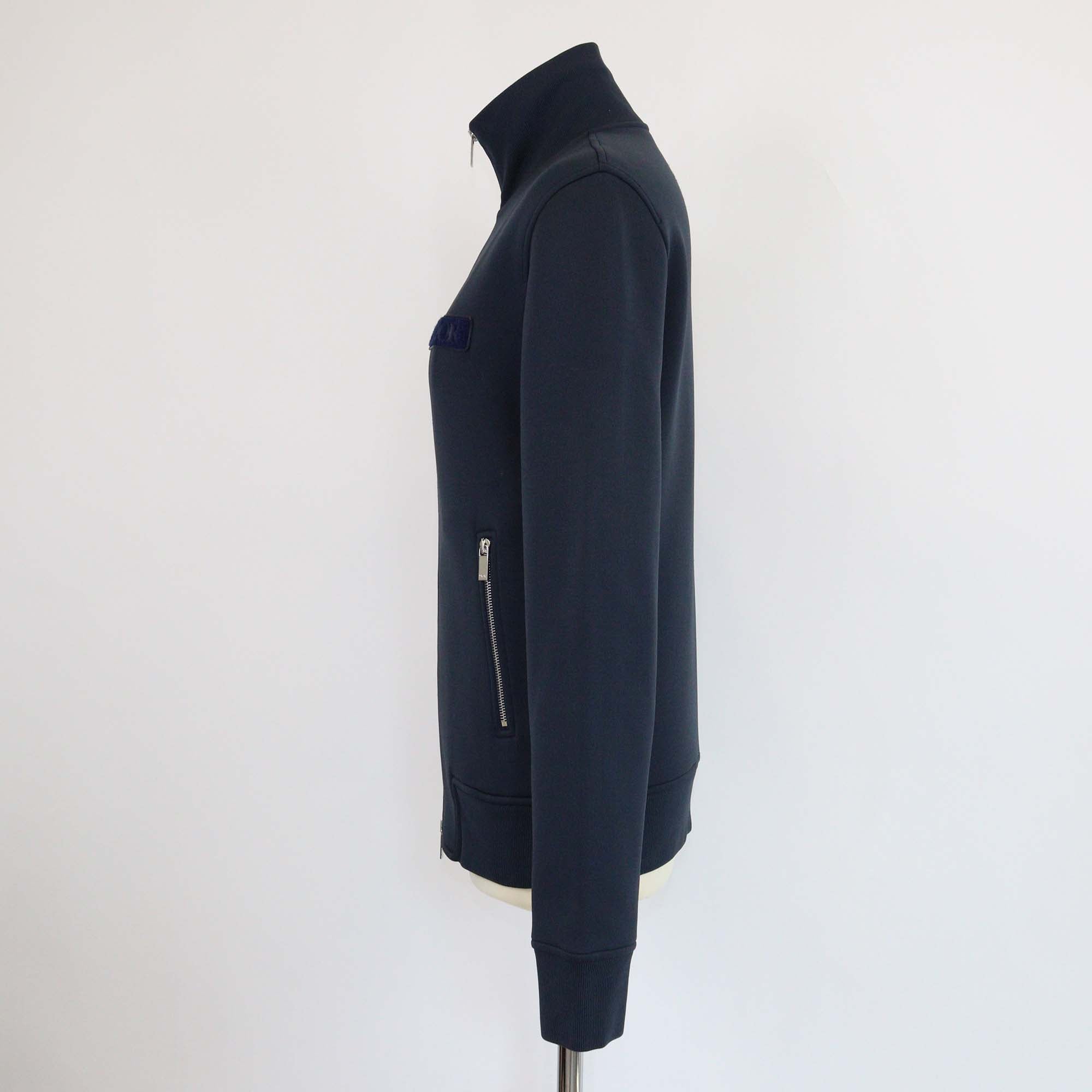 Dior Homme Navy Blue Cotton Logo Patched Zip Up Jacket