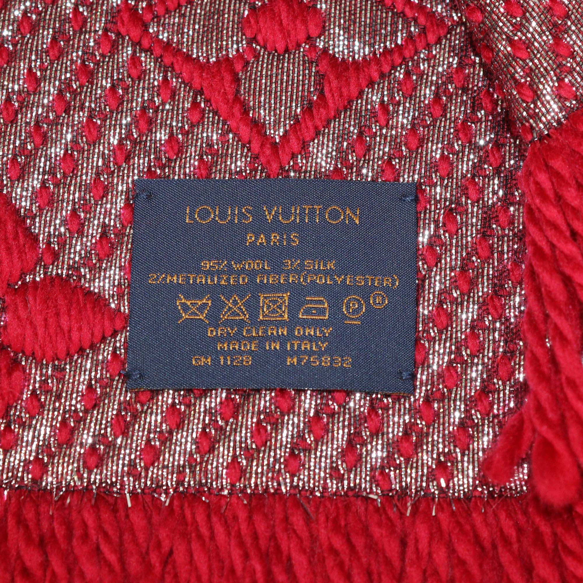 Louis Vuitton Pink/Metallic Monogram Wool Logomania Shine Scarf