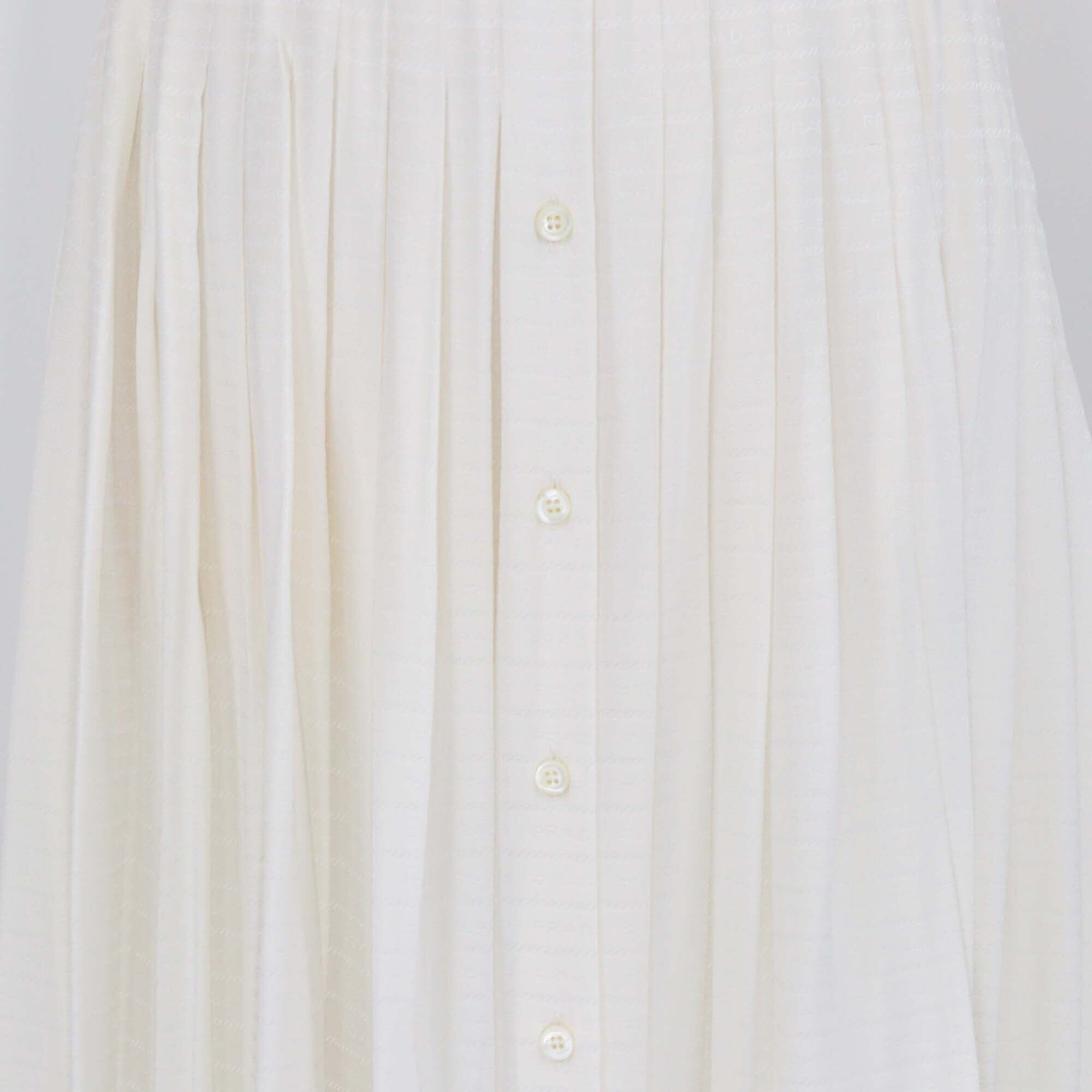 Prada Cream Logo Jacquard Pleated Midi Skirt Womens Prada