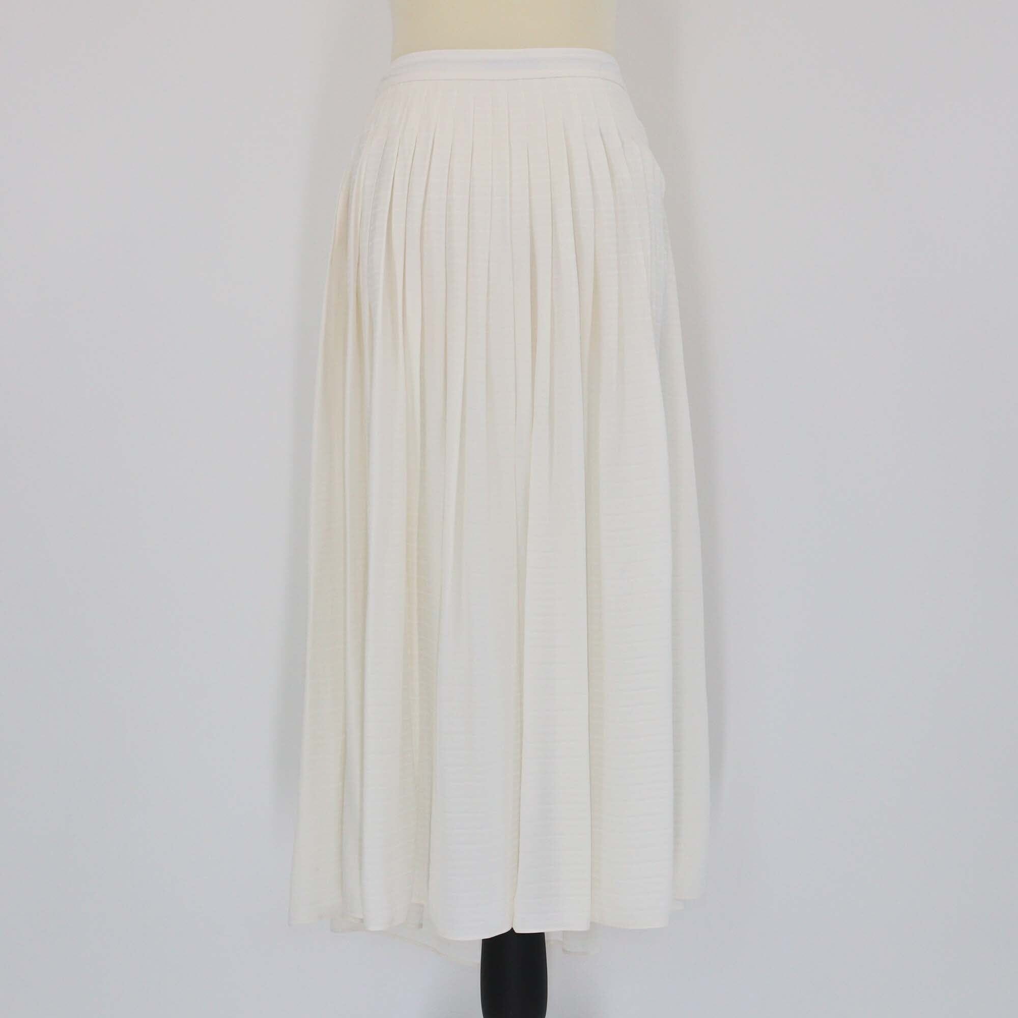 Prada Cream Logo Jacquard Pleated Midi Skirt Womens Prada