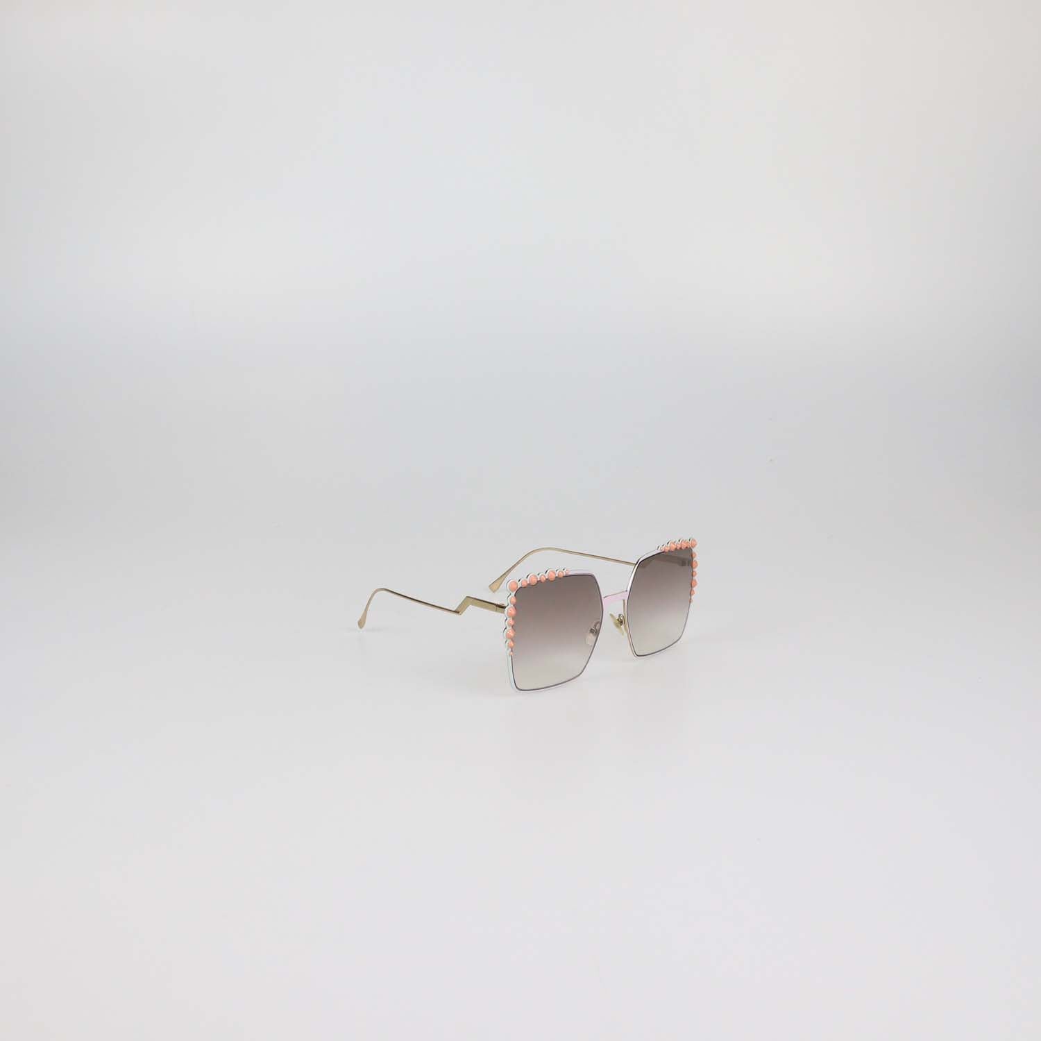 Fendi Pink/Brown Gradient Studded Oversized Sunglasses