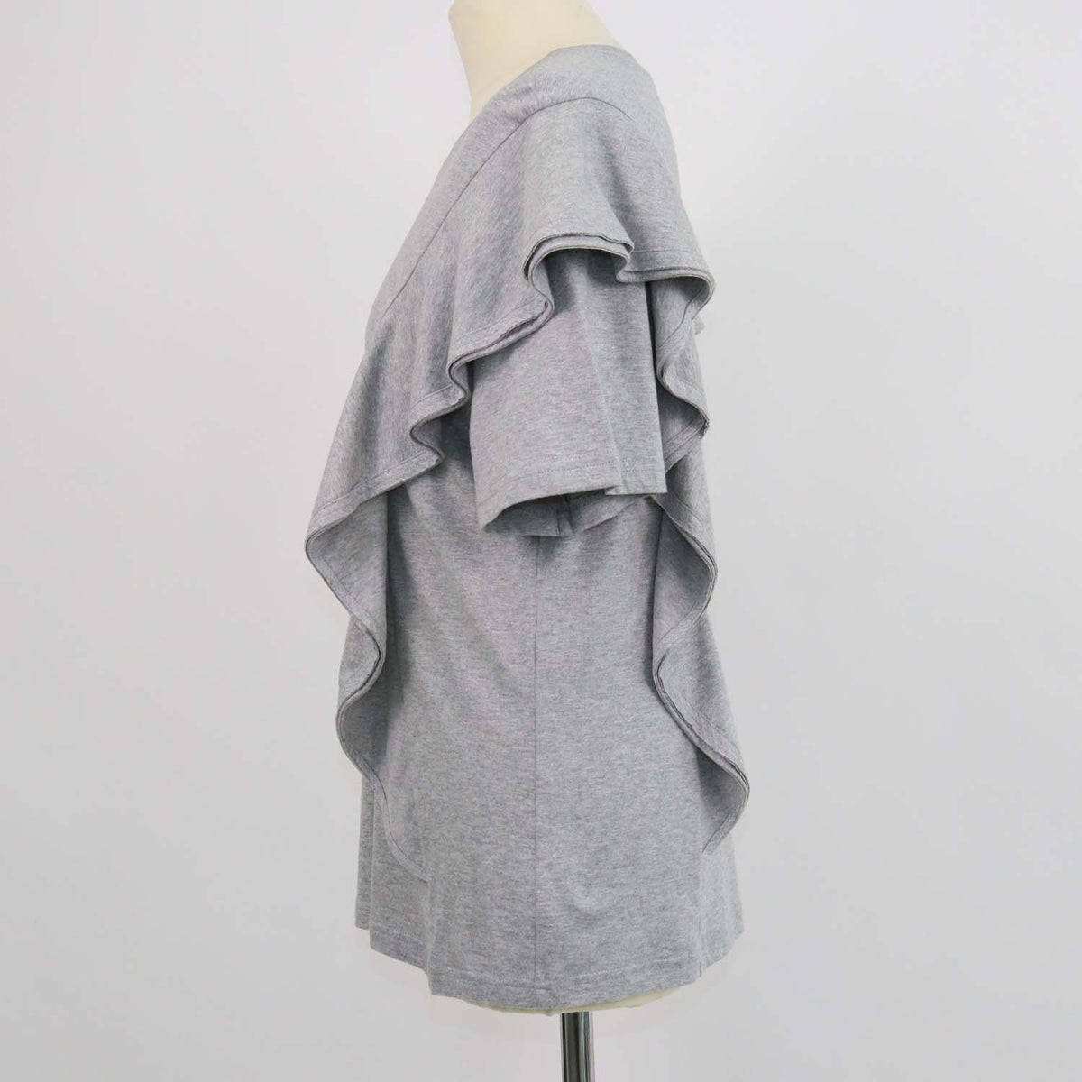 Chloe Radiant Grey Cotton Ruffled Top
